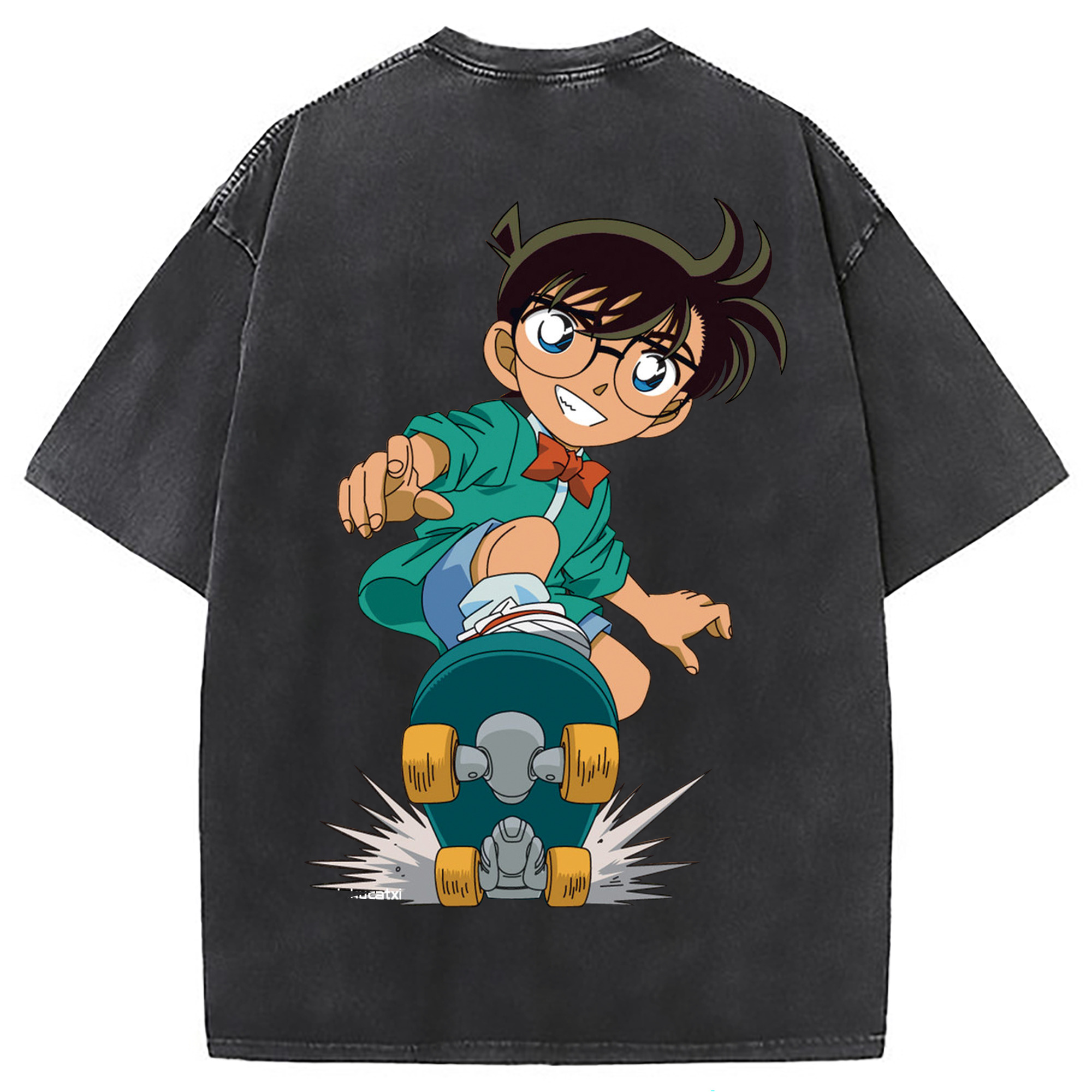 （画像用） 名探偵コナン 江戸川 コナン Detective Conan Conan Edogawa 綿100% ヴィンテージ風 半袖Tシャツ（背面プリント）