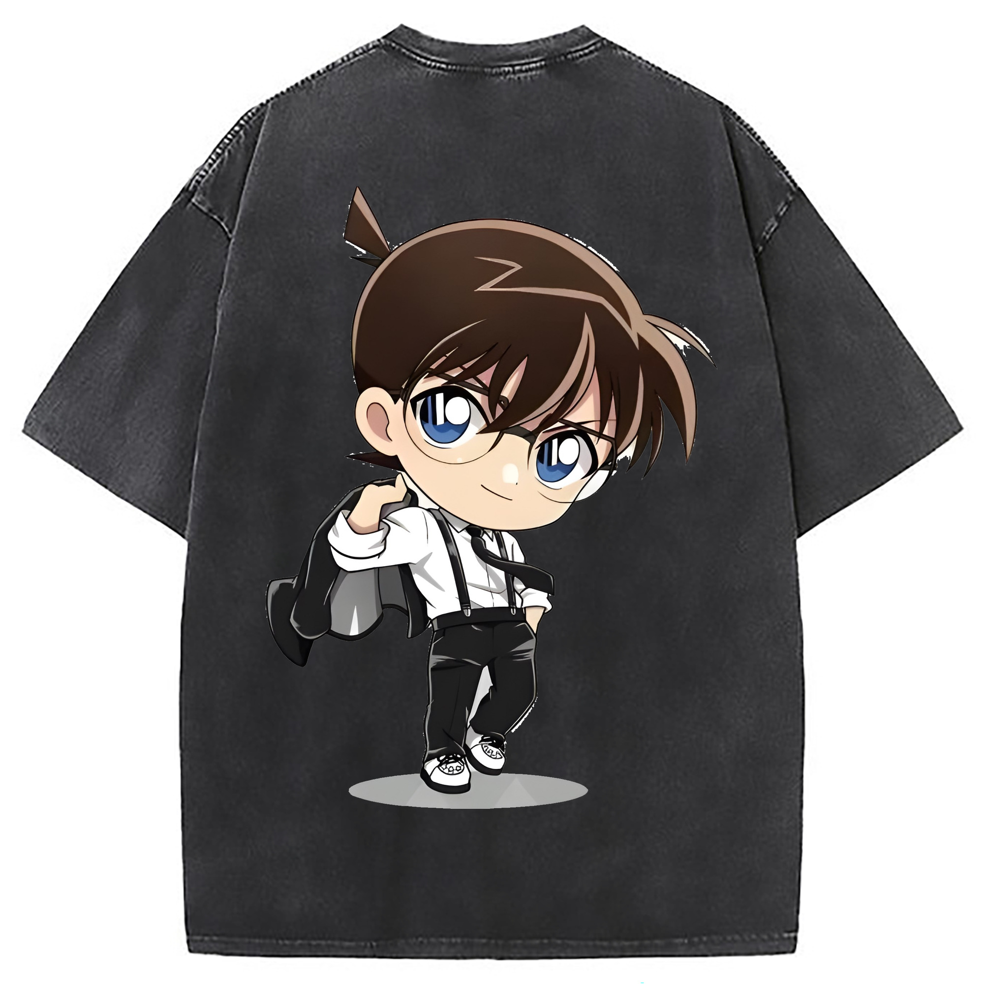 （画像用） 名探偵コナン 江戸川 コナン Detective Conan Conan Edogawa 綿100% ヴィンテージ風 半袖Tシャツ（背面プリント）