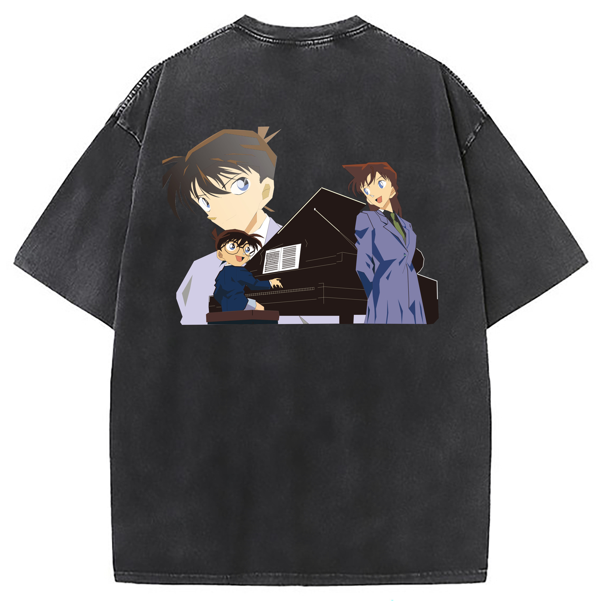 （画像用） 名探偵コナン 毛利 蘭 もうり らん、モーリ ラン Detective Conan Rachel Moore 綿100% ヴィンテージ風 半袖Tシャツ（背面プリント）