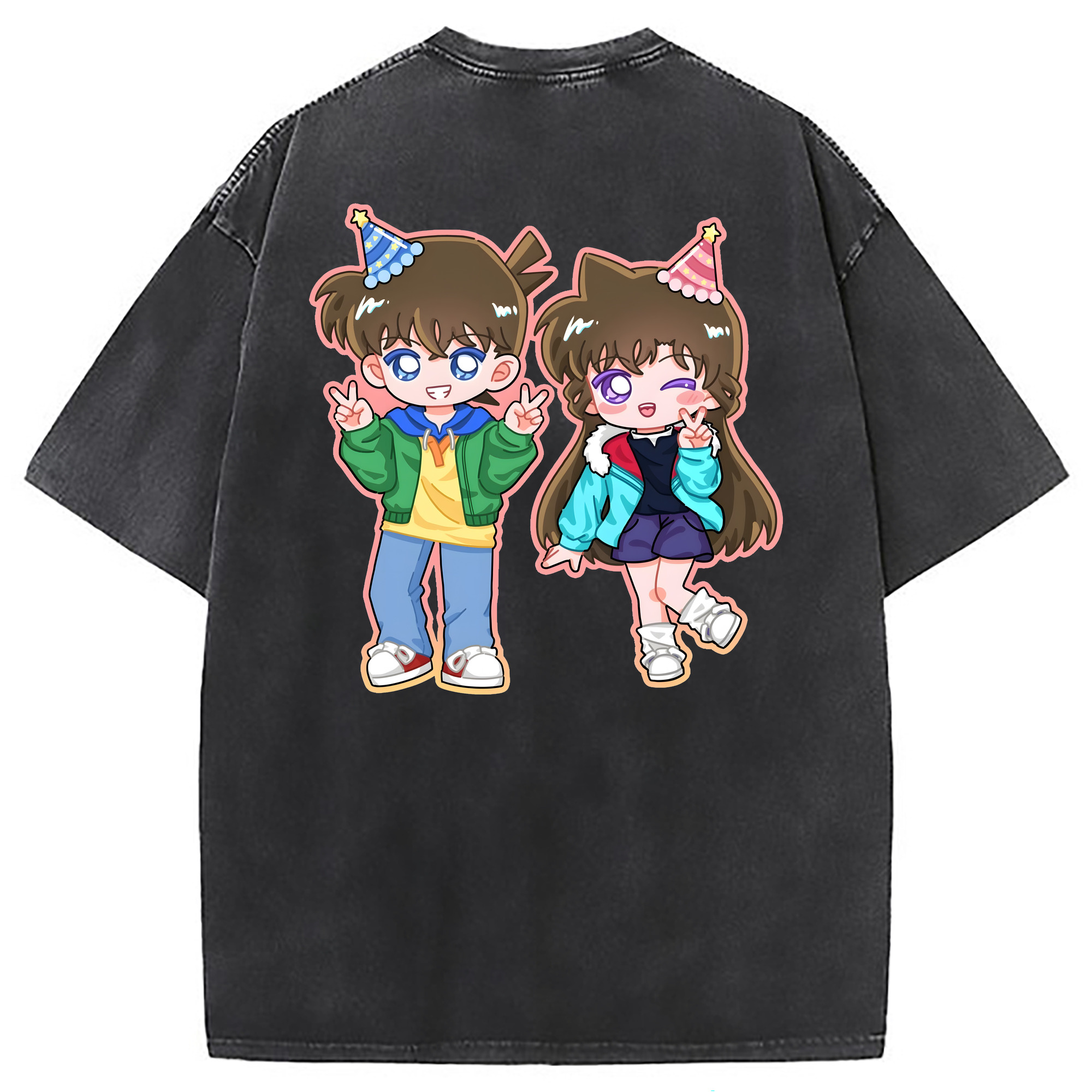 （画像用） 名探偵コナン 毛利 蘭 もうり らん、モーリ ラン Detective Conan Rachel Moore 綿100% ヴィンテージ風 半袖Tシャツ（背面プリント）