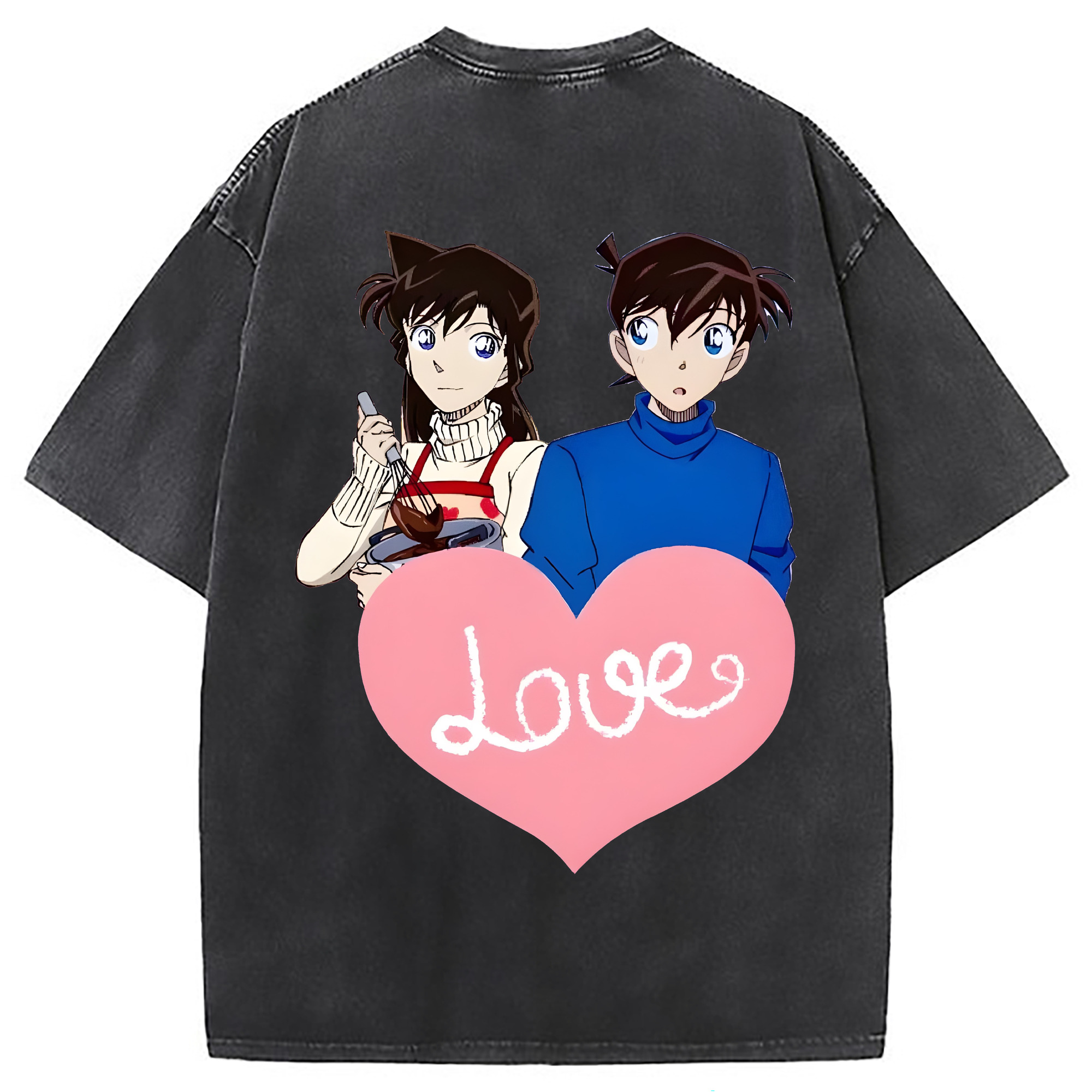 （画像用） 名探偵コナン 毛利 蘭 もうり らん、モーリ ラン Detective Conan Rachel Moore 綿100% ヴィンテージ風 半袖Tシャツ（背面プリント）