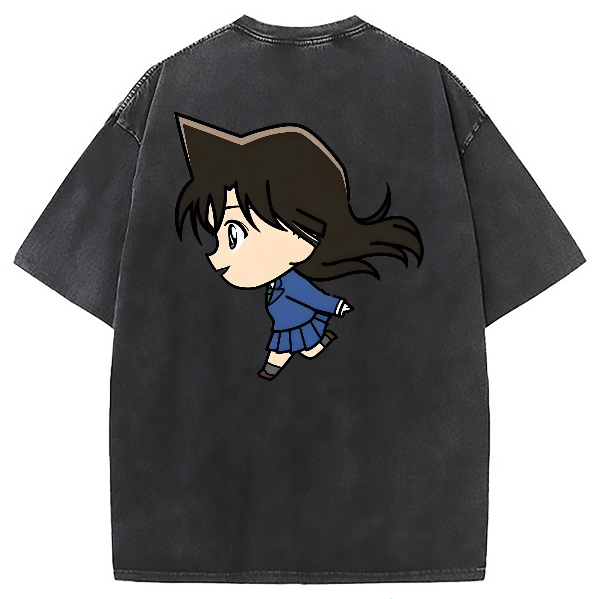 （画像用） 名探偵コナン 毛利 蘭 もうり らん、モーリ ラン Detective Conan Rachel Moore 綿100% ヴィンテージ風 半袖Tシャツ（背面プリント）