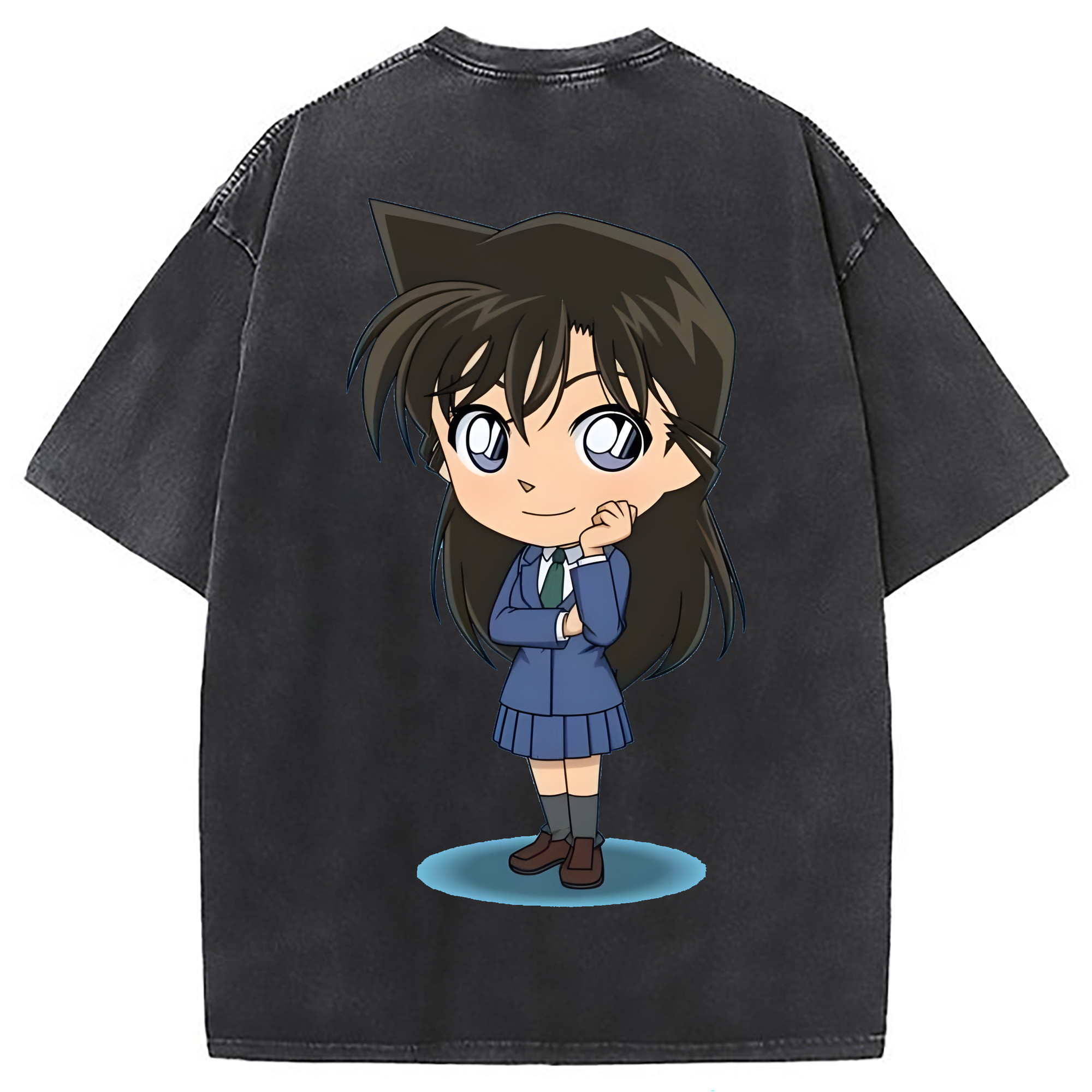 （画像用） 名探偵コナン 毛利 蘭 もうり らん、モーリ ラン Detective Conan Rachel Moore 綿100% ヴィンテージ風 半袖Tシャツ（背面プリント）