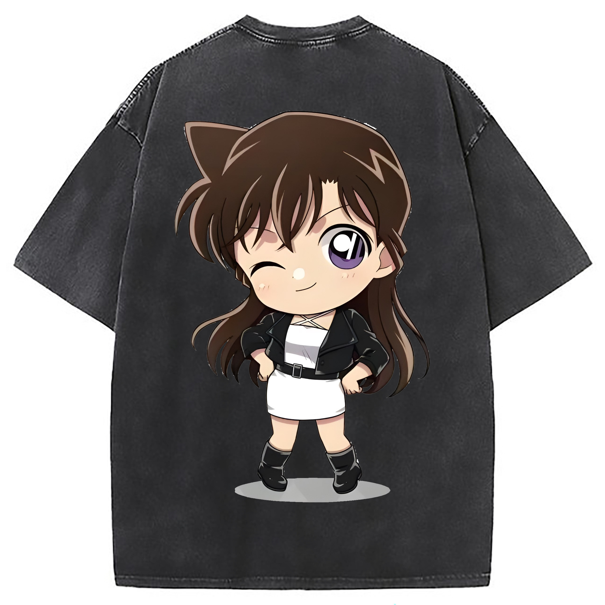 （画像用） 名探偵コナン 毛利 蘭 もうり らん、モーリ ラン Detective Conan Rachel Moore 綿100% ヴィンテージ風 半袖Tシャツ（背面プリント）
