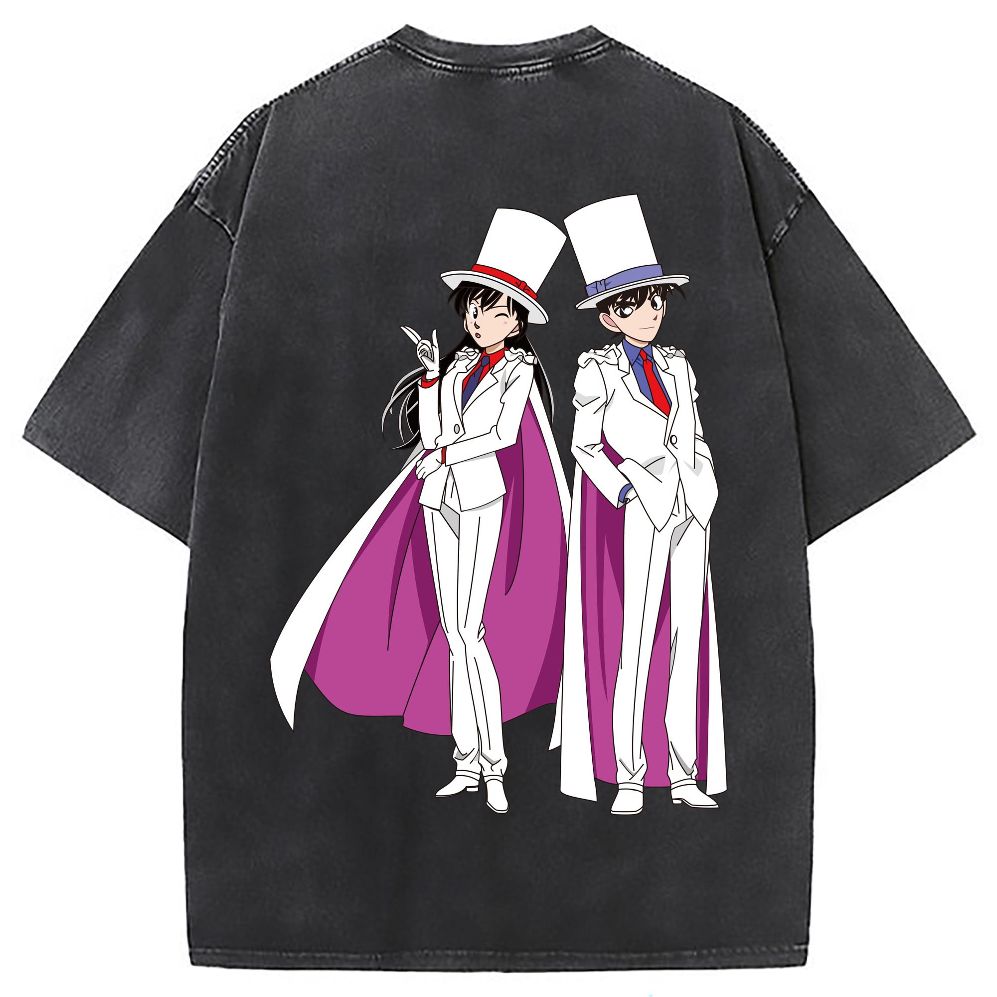 （画像用） 名探偵コナン くろば かいと Detective Conan Kuroba Kaito 綿100% ヴィンテージ風 半袖Tシャツ（背面プリント）