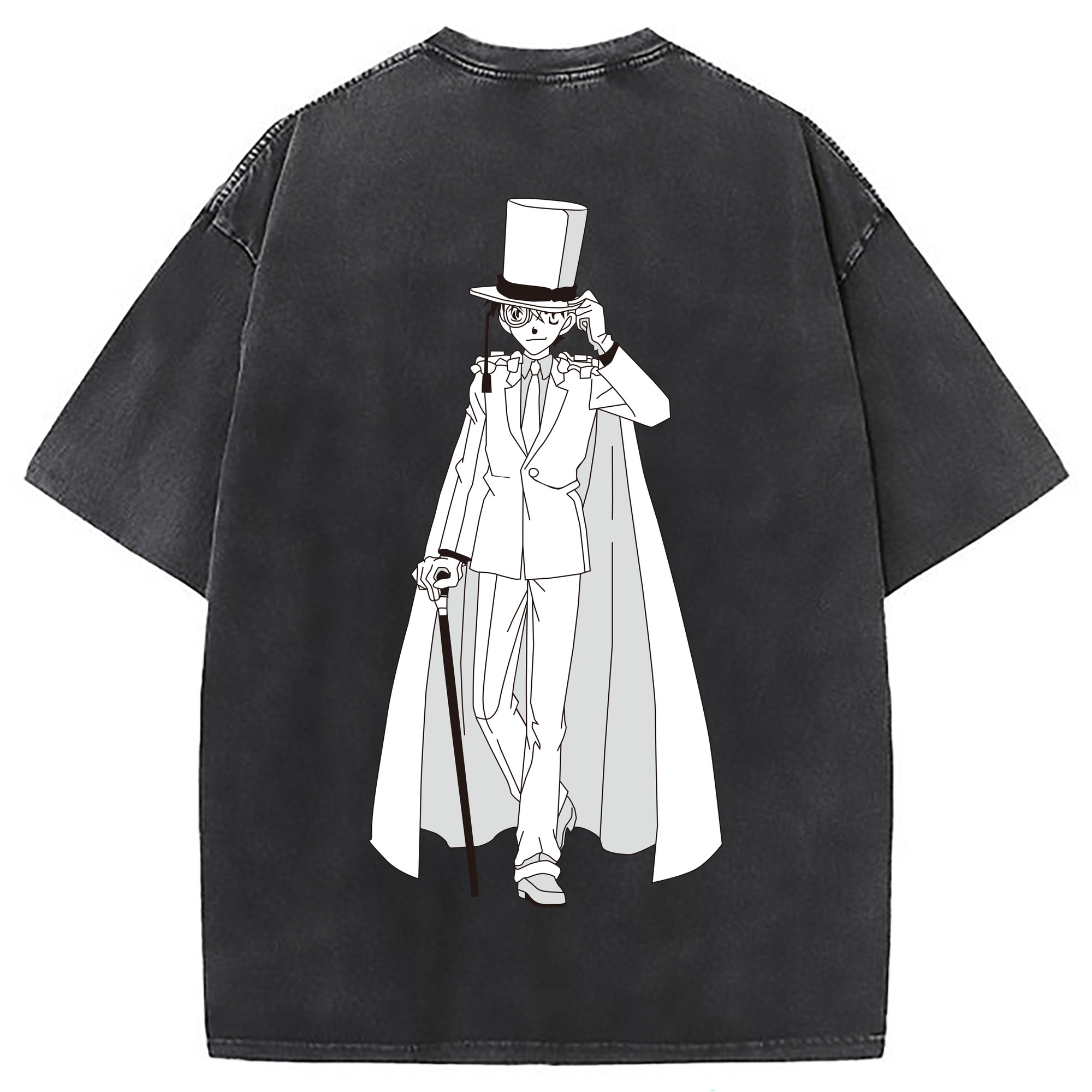 （画像用） 名探偵コナン くろば かいと Detective Conan Kuroba Kaito 綿100% ヴィンテージ風 半袖Tシャツ（背面プリント）
