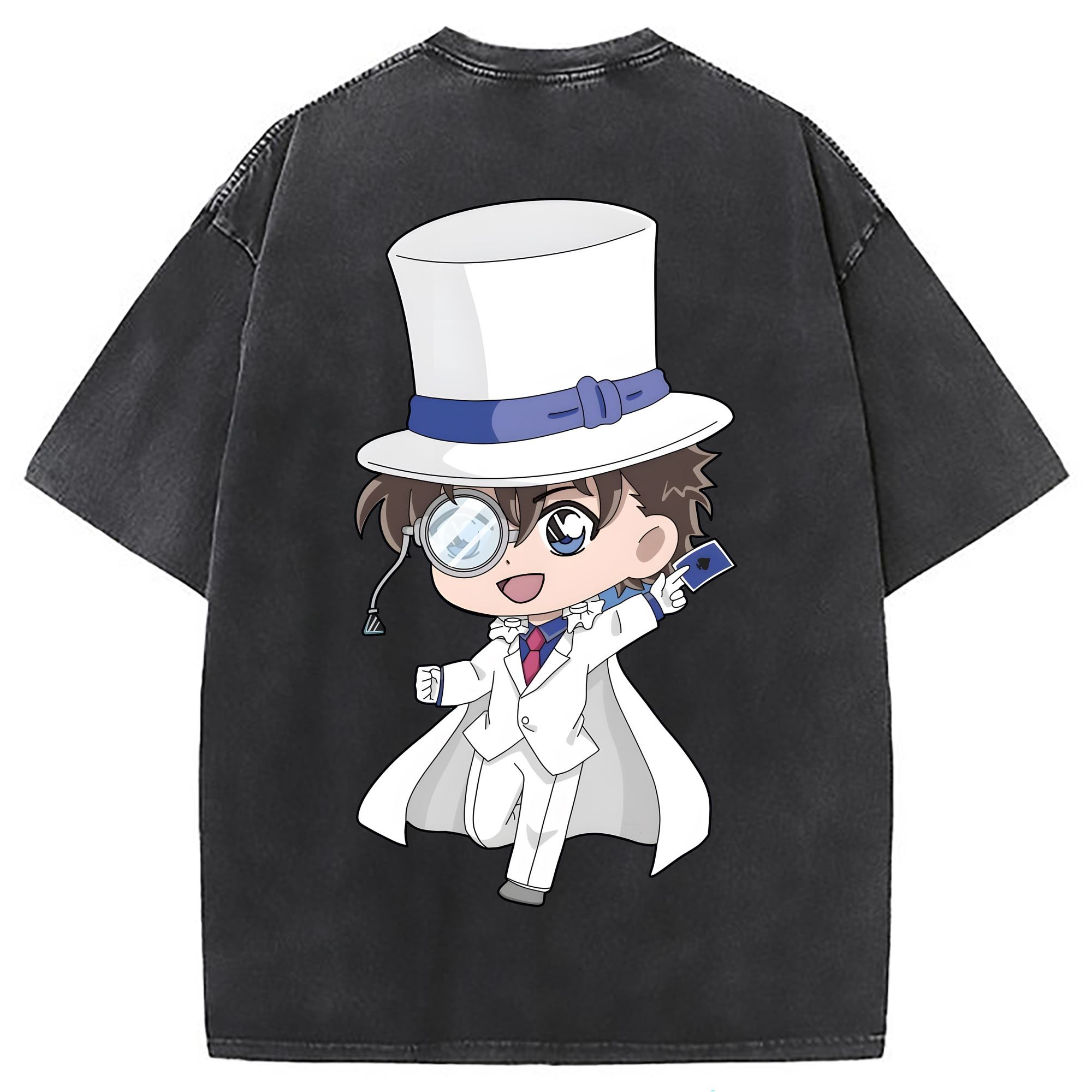 （画像用） 名探偵コナン くろば かいと Detective Conan Kuroba Kaito 綿100% ヴィンテージ風 半袖Tシャツ（背面プリント）