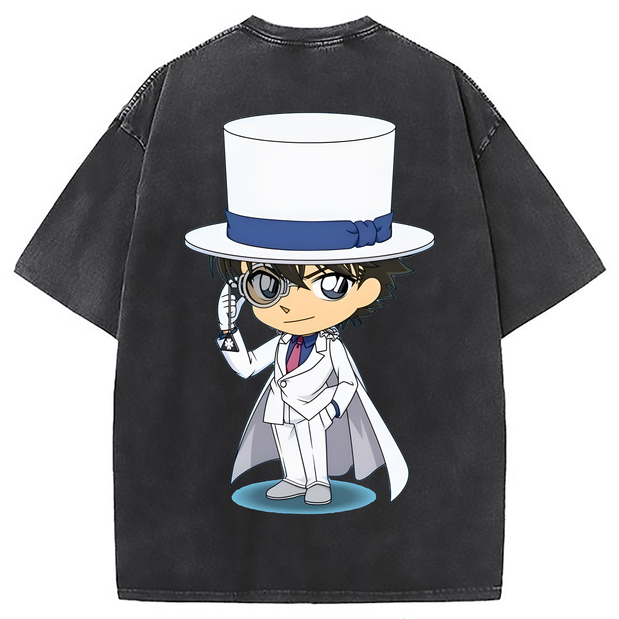 （画像用） 名探偵コナン くろば かいと Detective Conan Kuroba Kaito 綿100% ヴィンテージ風 半袖Tシャツ（背面プリント）