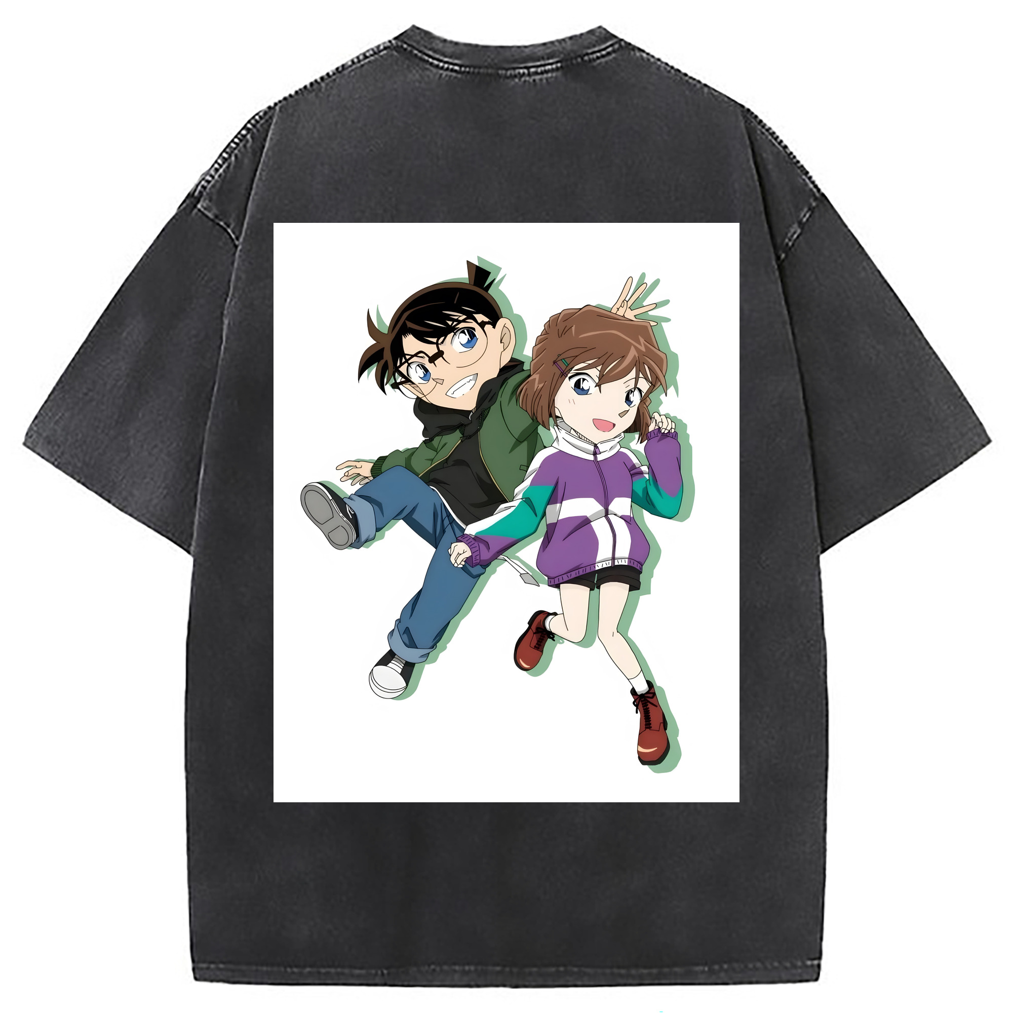 （画像用） 名探偵コナン 灰原 哀 はいばら あい Detective Conan Anita Hailey、Vi Graythorn Haibara Ai 綿100% ヴィンテージ風 半袖Tシャツ（背面プリント）