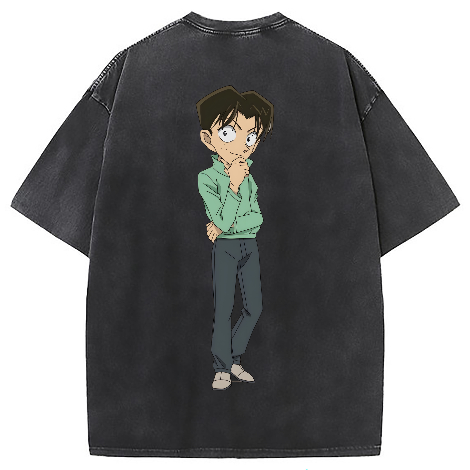 （画像用） 名探偵コナン 円谷 光彦 つぶらや みつひこ Detective Conan Mitch Tennyson 綿100% ヴィンテージ風 半袖Tシャツ（背面プリント）