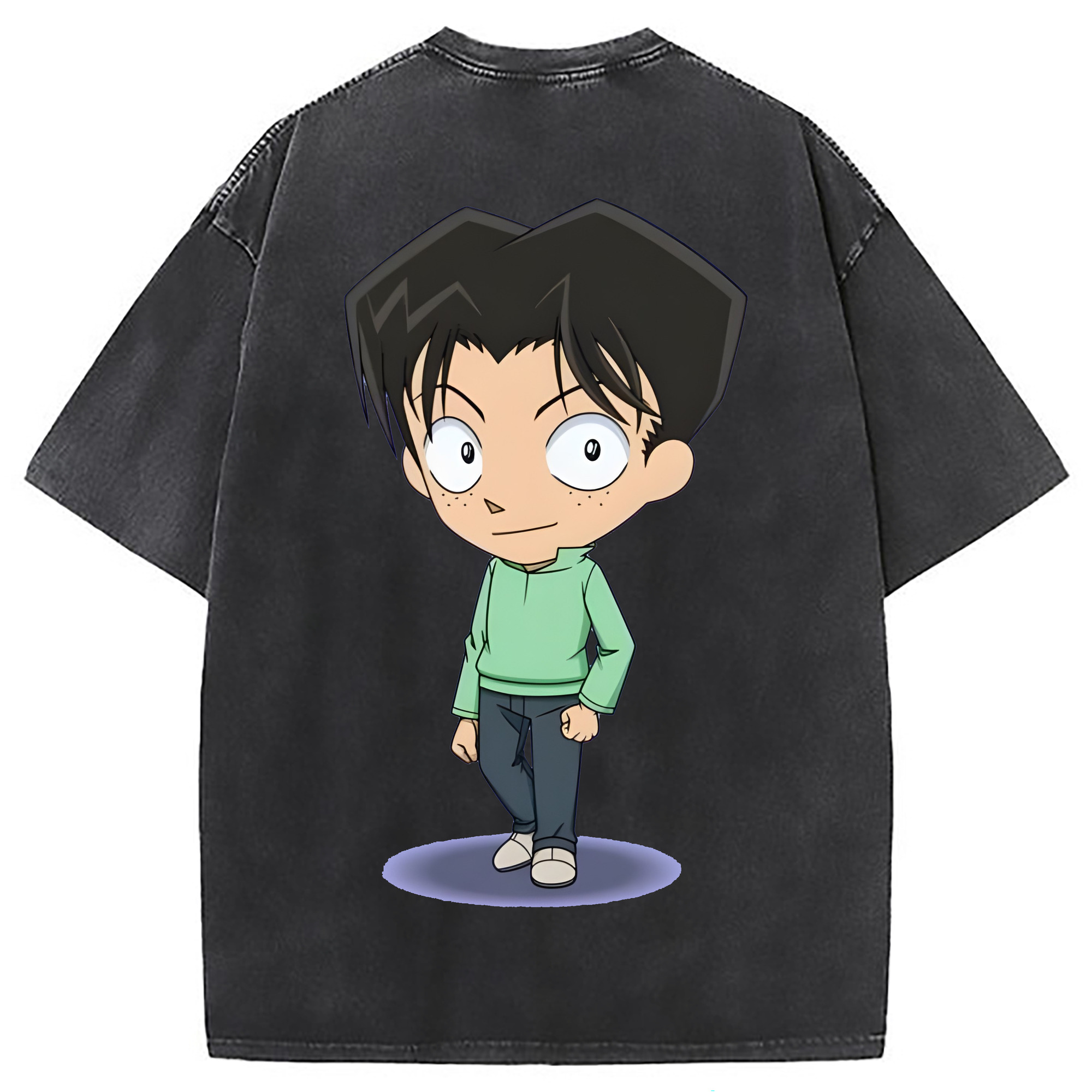 （画像用） 名探偵コナン 円谷 光彦 つぶらや みつひこ Detective Conan Mitch Tennyson 綿100% ヴィンテージ風 半袖Tシャツ（背面プリント）