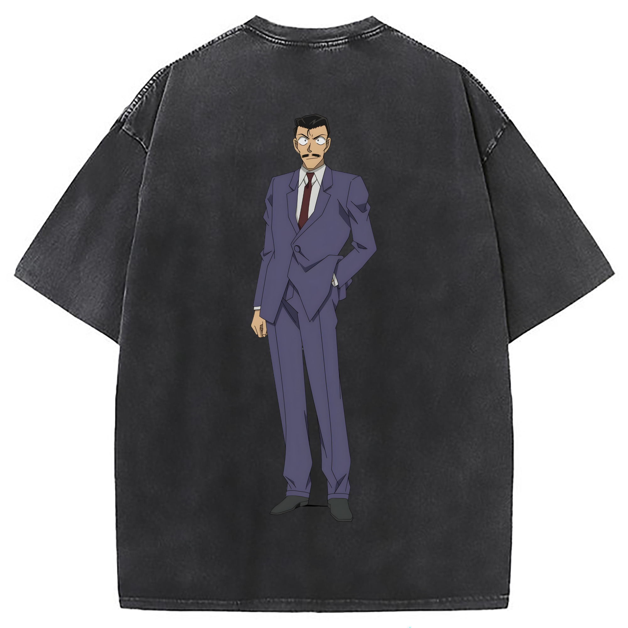 （画像用） 名探偵コナン 毛利 小五郎 もうり こごろう Detective Conan 綿100% ヴィンテージ風 半袖Tシャツ（背面プリント）