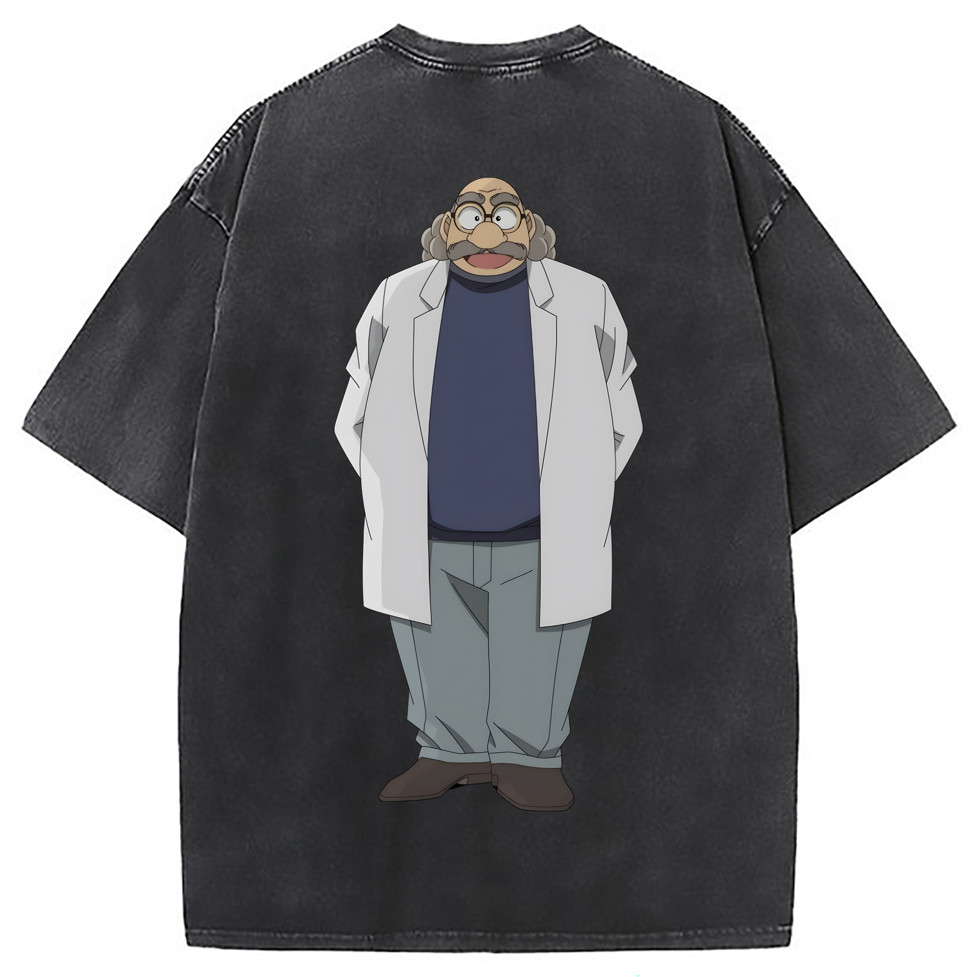 （画像用） 名探偵コナン あがさ ひろし Detective Conan Agasa Hiroshi 綿100% ヴィンテージ風 半袖Tシャツ（背面プリント）