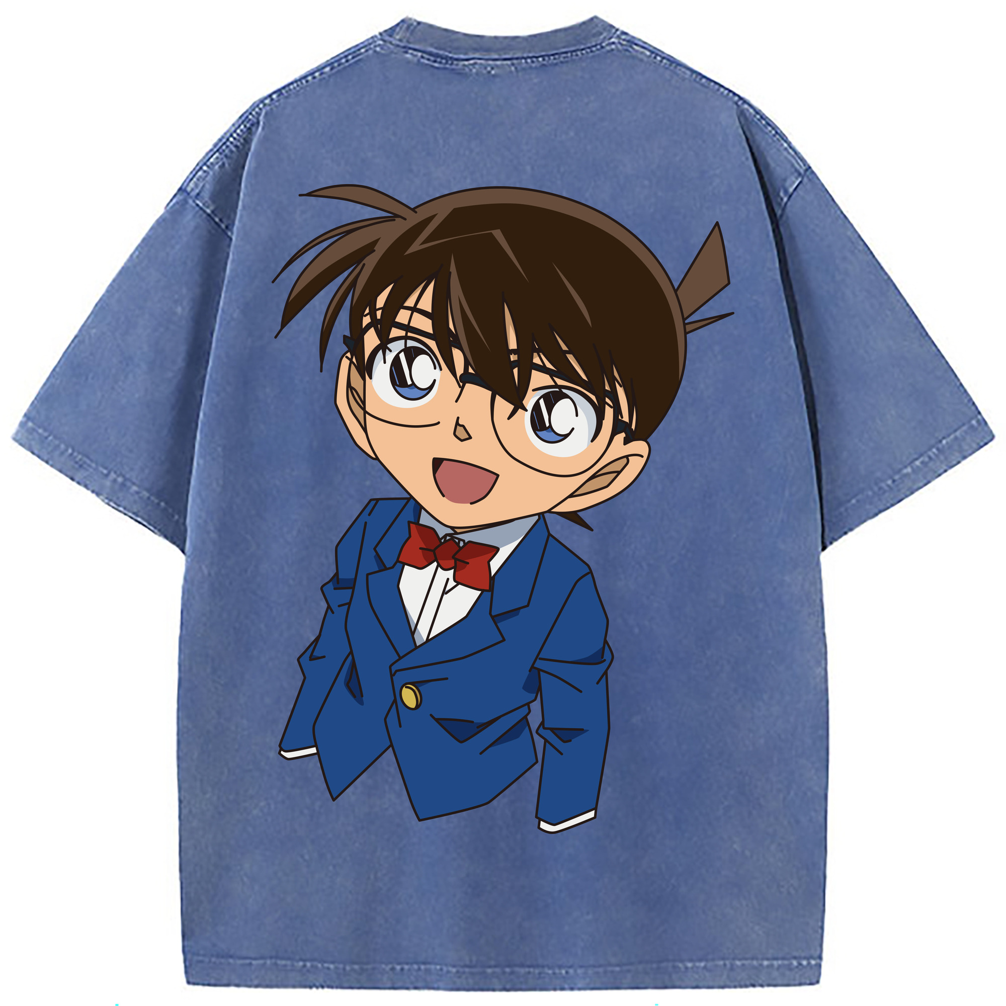 （画像用） 名探偵コナン 江戸川 コナン Detective Conan Conan Edogawa 綿100% ヴィンテージ風 半袖Tシャツ（背面プリント）
