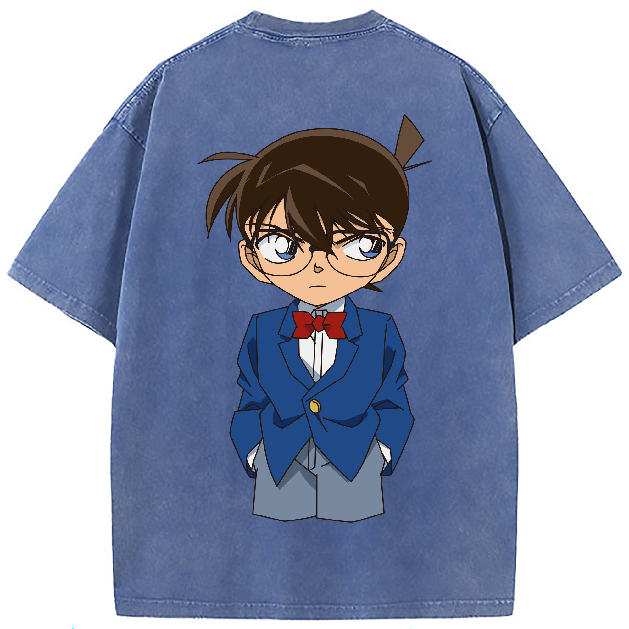 （画像用） 名探偵コナン 江戸川 コナン Detective Conan Conan Edogawa 綿100% ヴィンテージ風 半袖Tシャツ（背面プリント）