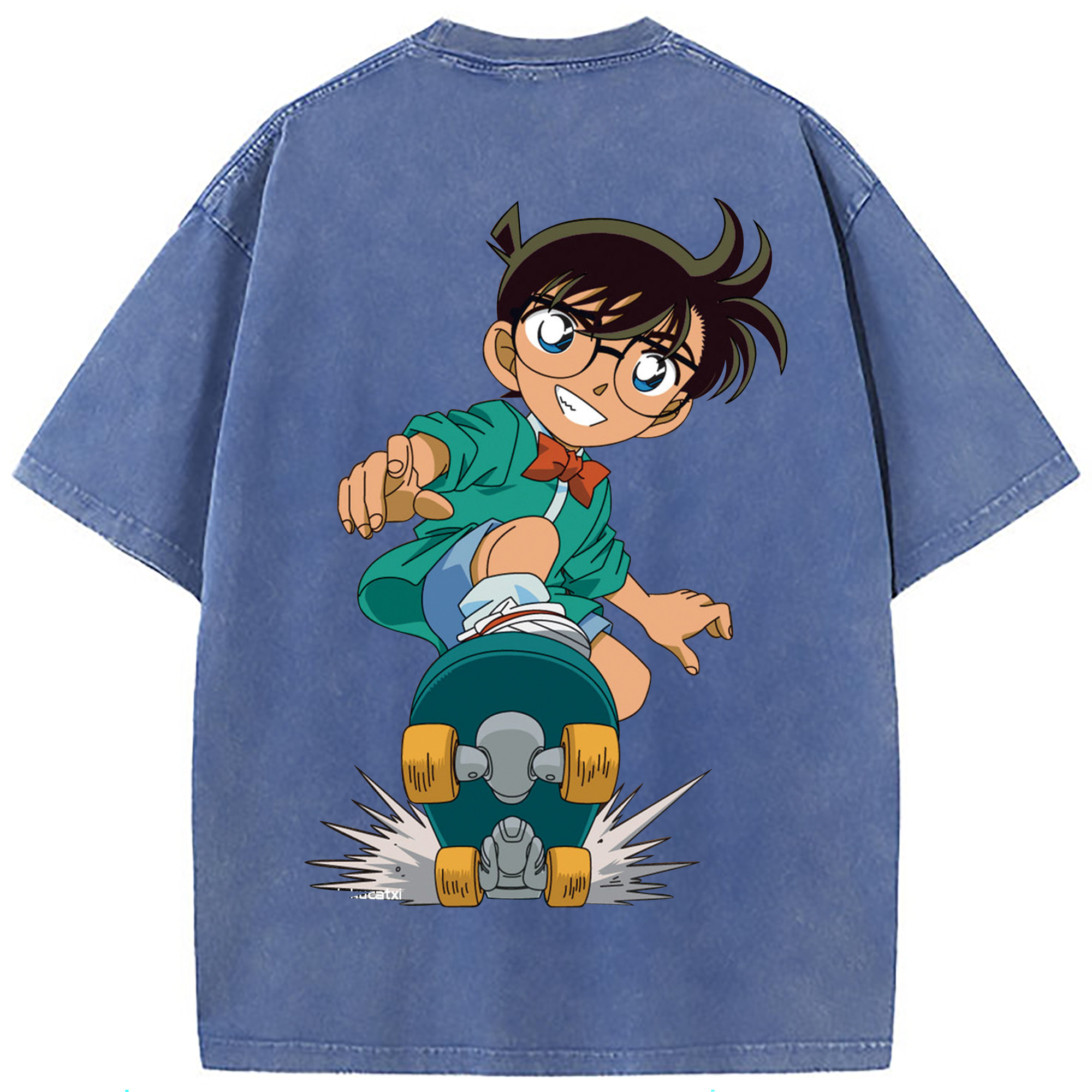 （画像用） 名探偵コナン 江戸川 コナン Detective Conan Conan Edogawa 綿100% ヴィンテージ風 半袖Tシャツ（背面プリント）
