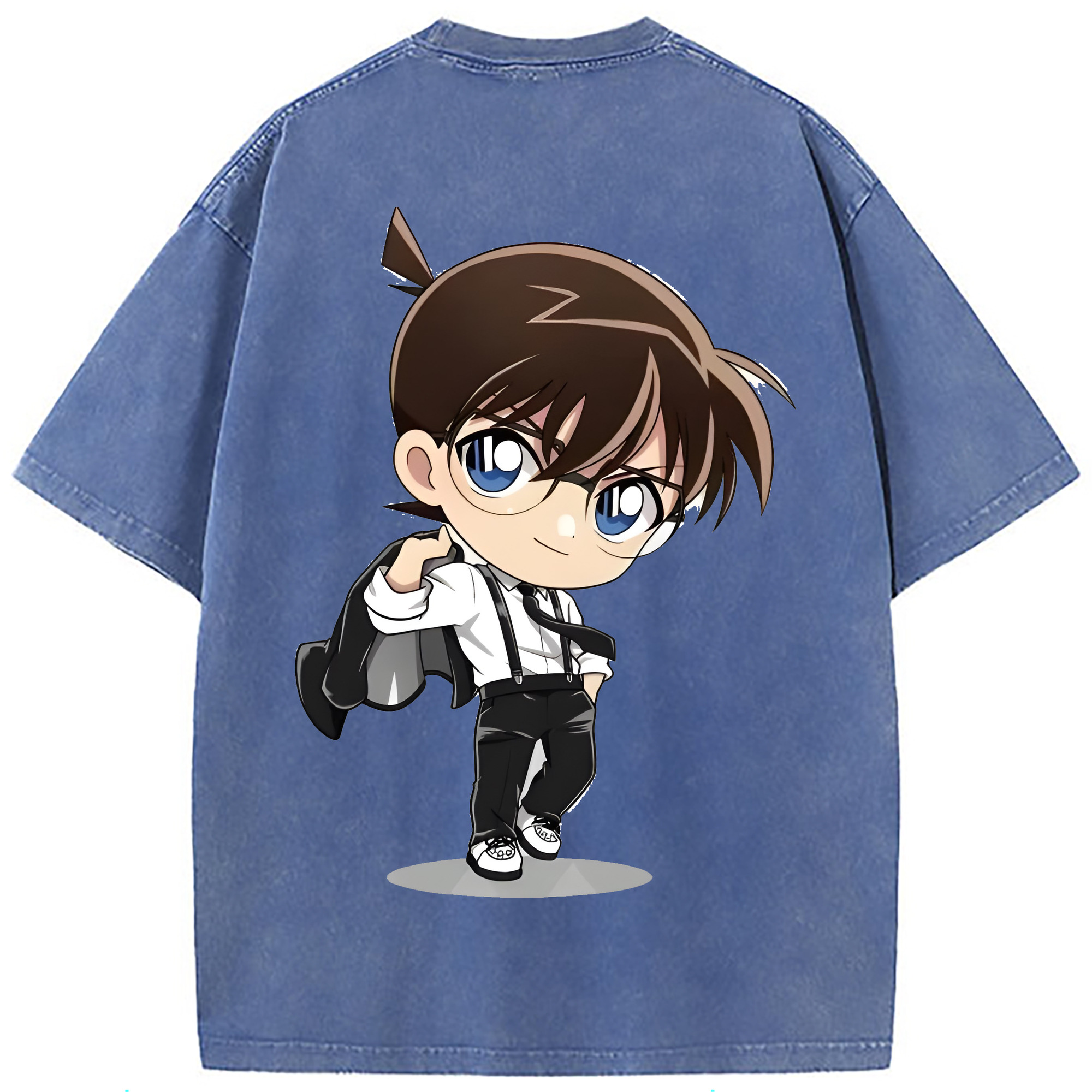 （画像用） 名探偵コナン 江戸川 コナン Detective Conan Conan Edogawa 綿100% ヴィンテージ風 半袖Tシャツ（背面プリント）