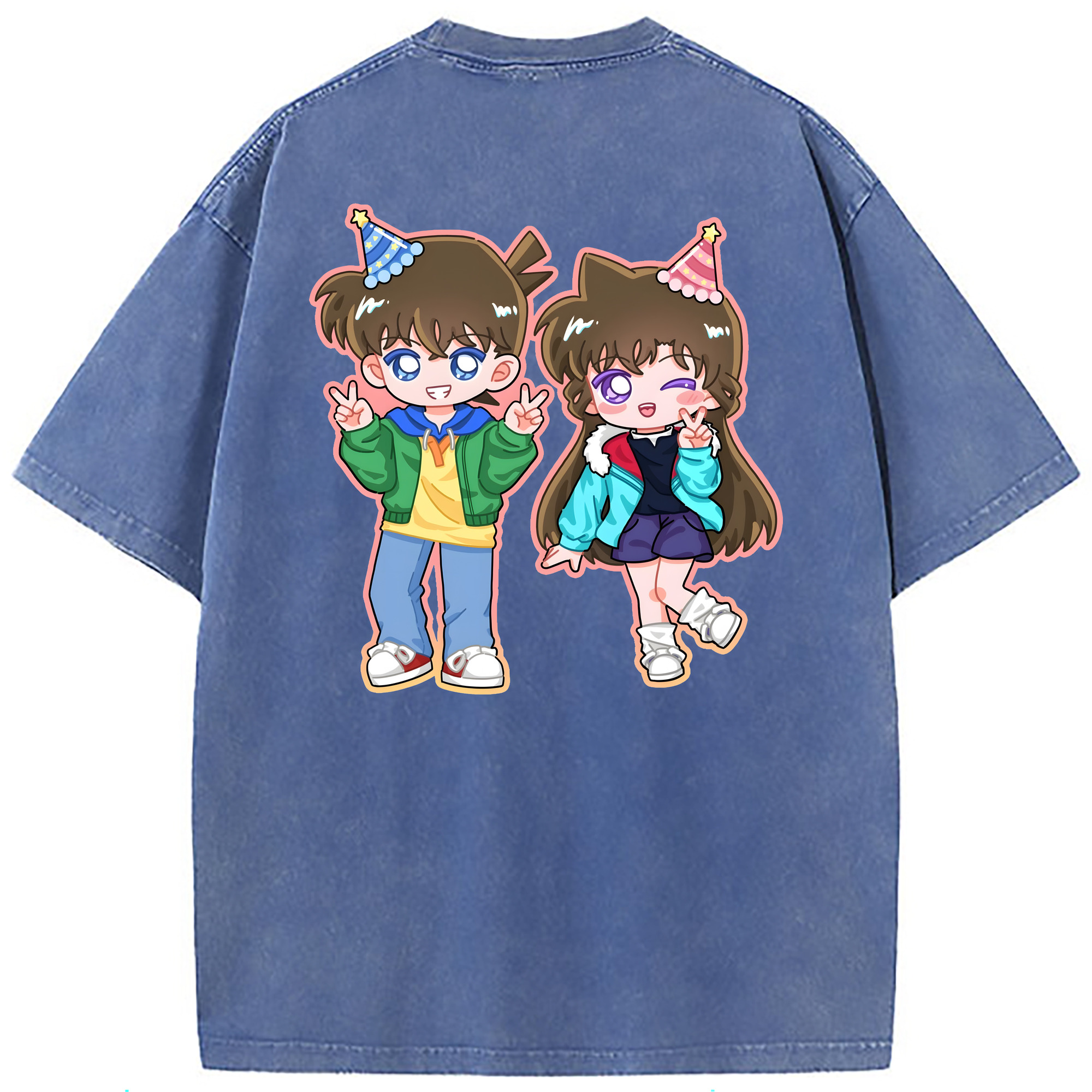 （画像用） 名探偵コナン 毛利 蘭 もうり らん、モーリ ラン Detective Conan Rachel Moore 綿100% ヴィンテージ風 半袖Tシャツ（背面プリント）