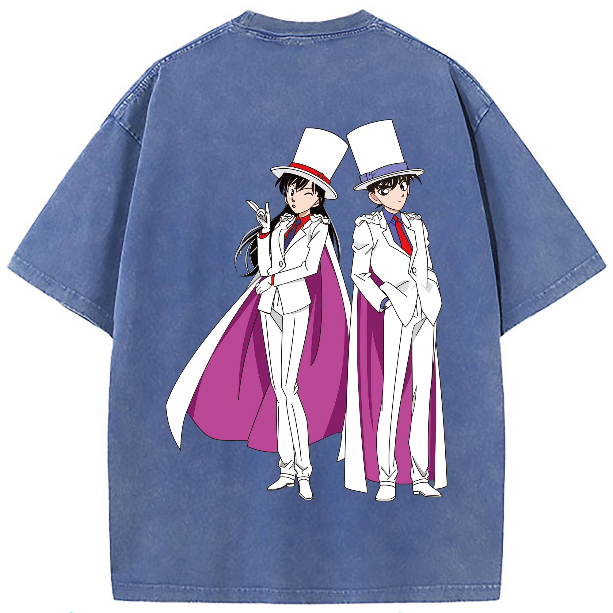 （画像用） 名探偵コナン くろば かいと Detective Conan Kuroba Kaito 綿100% ヴィンテージ風 半袖Tシャツ（背面プリント）
