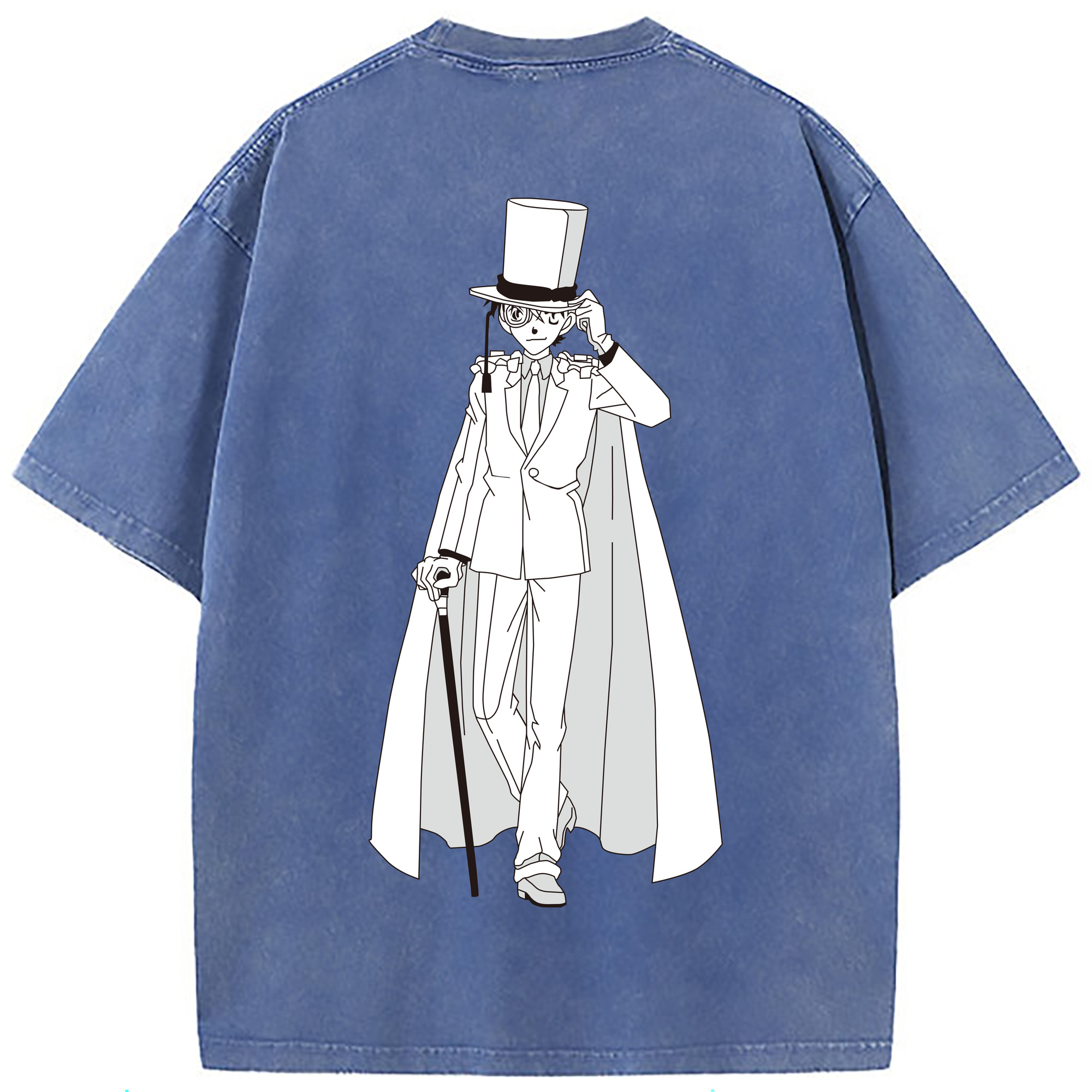 （画像用） 名探偵コナン くろば かいと Detective Conan Kuroba Kaito 綿100% ヴィンテージ風 半袖Tシャツ（背面プリント）