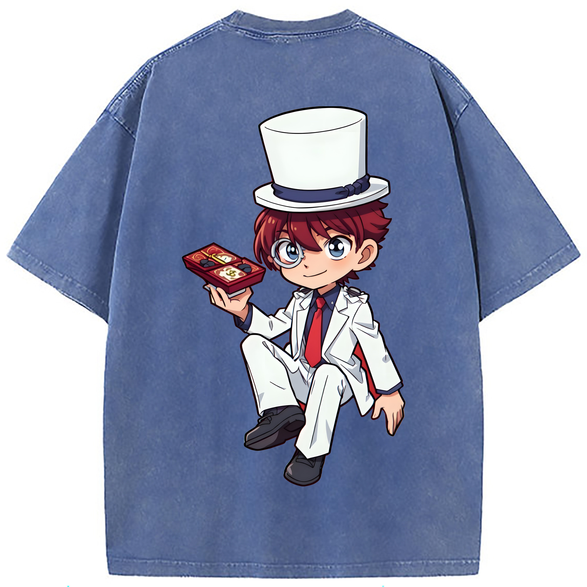 （画像用） 名探偵コナン くろば かいと Detective Conan Kuroba Kaito 綿100% ヴィンテージ風 半袖Tシャツ（背面プリント）