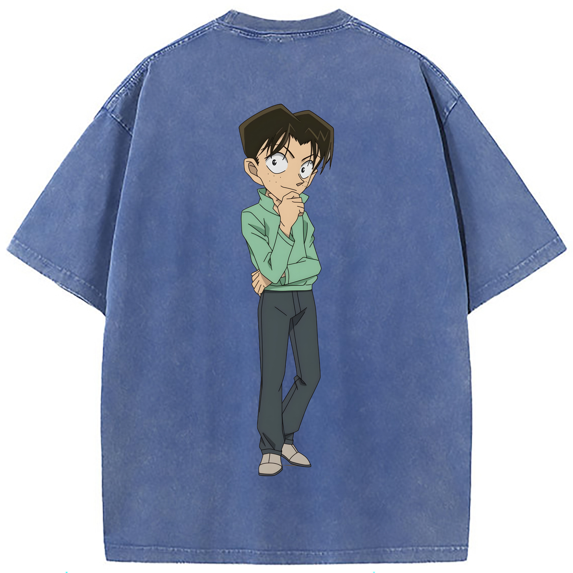 （画像用） 名探偵コナン 円谷 光彦 つぶらや みつひこ Detective Conan Mitch Tennyson 綿100% ヴィンテージ風 半袖Tシャツ（背面プリント）