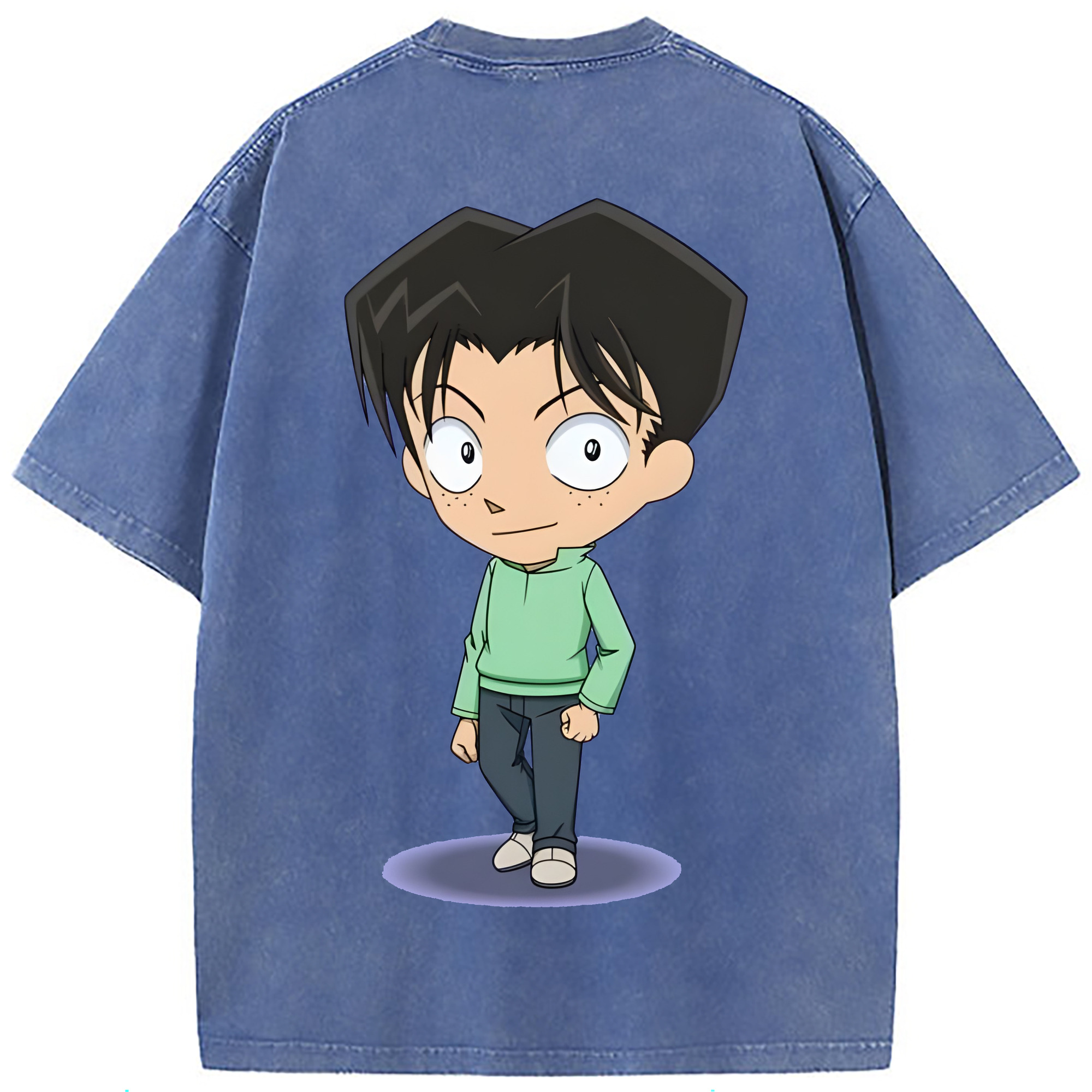 （画像用） 名探偵コナン 円谷 光彦 つぶらや みつひこ Detective Conan Mitch Tennyson 綿100% ヴィンテージ風 半袖Tシャツ（背面プリント）