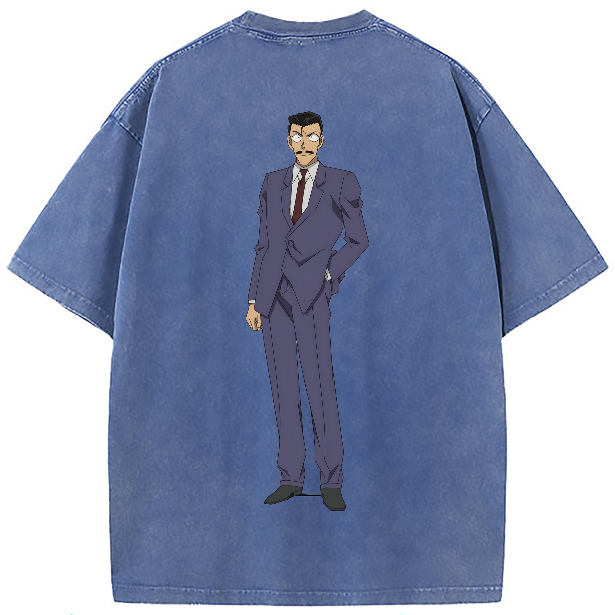 （画像用） 名探偵コナン 毛利 小五郎 もうり こごろう Detective Conan 綿100% ヴィンテージ風 半袖Tシャツ（背面プリント）