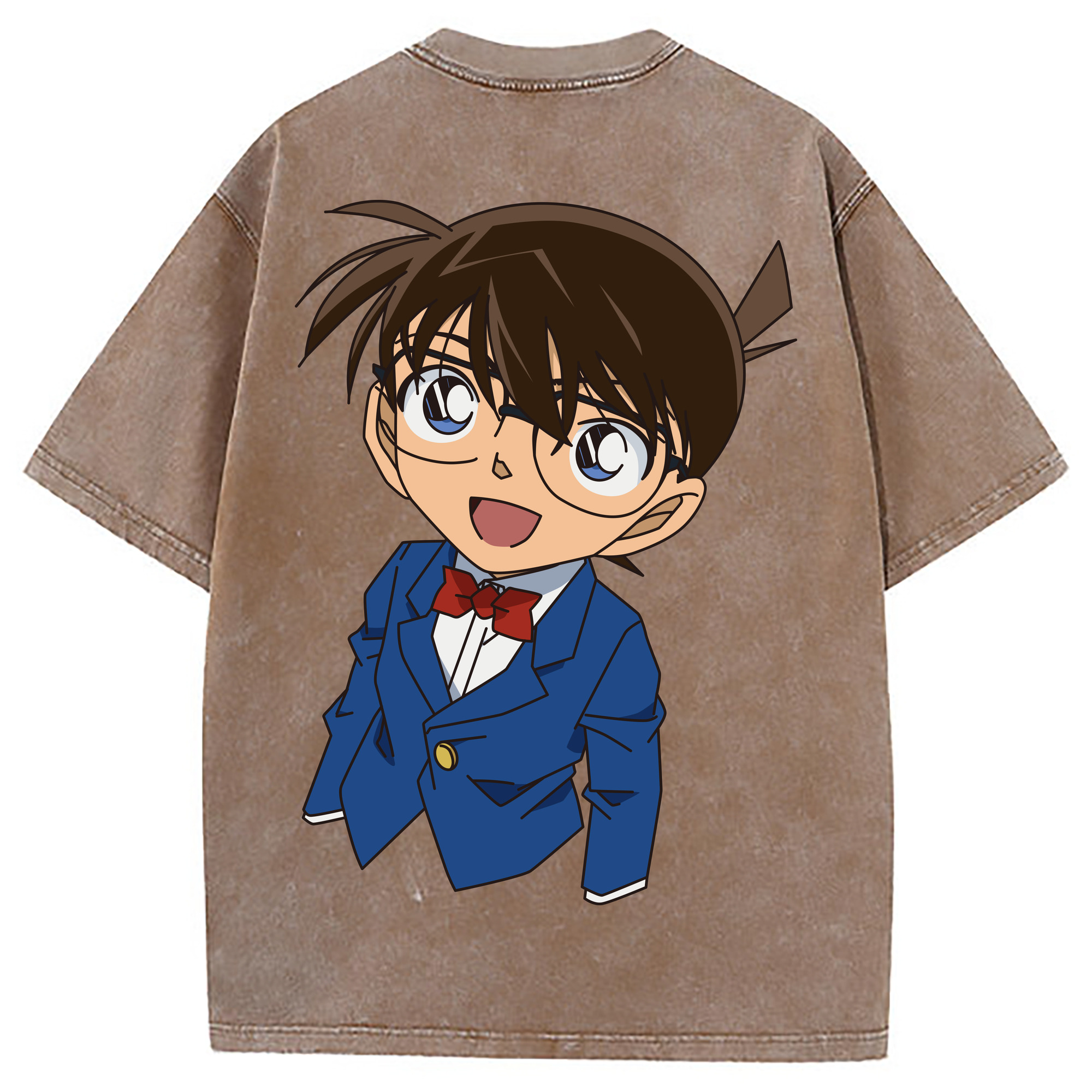（画像用） 名探偵コナン 江戸川 コナン Detective Conan Conan Edogawa 綿100% ヴィンテージ風 半袖Tシャツ（背面プリント）