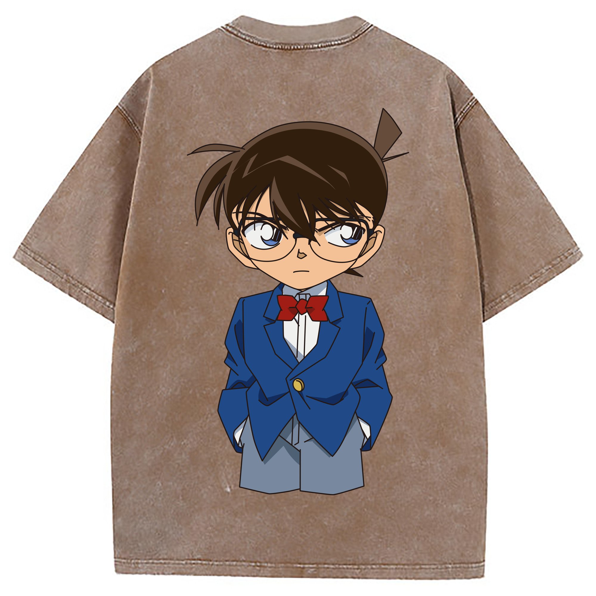 （画像用） 名探偵コナン 江戸川 コナン Detective Conan Conan Edogawa 綿100% ヴィンテージ風 半袖Tシャツ（背面プリント）
