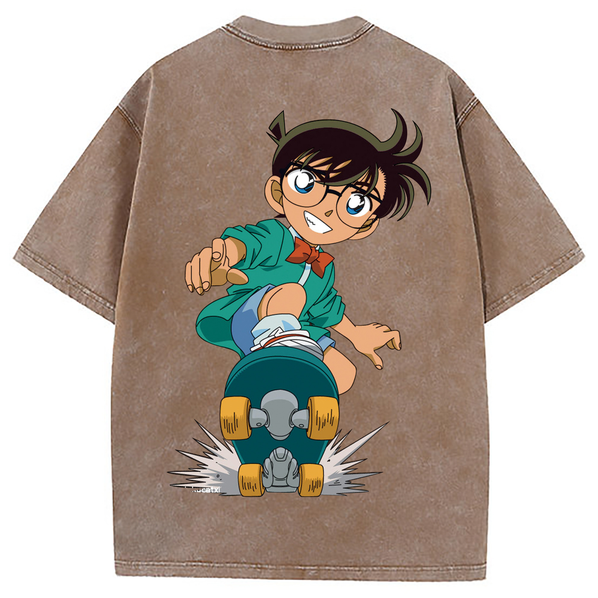 （画像用） 名探偵コナン 江戸川 コナン Detective Conan Conan Edogawa 綿100% ヴィンテージ風 半袖Tシャツ（背面プリント）