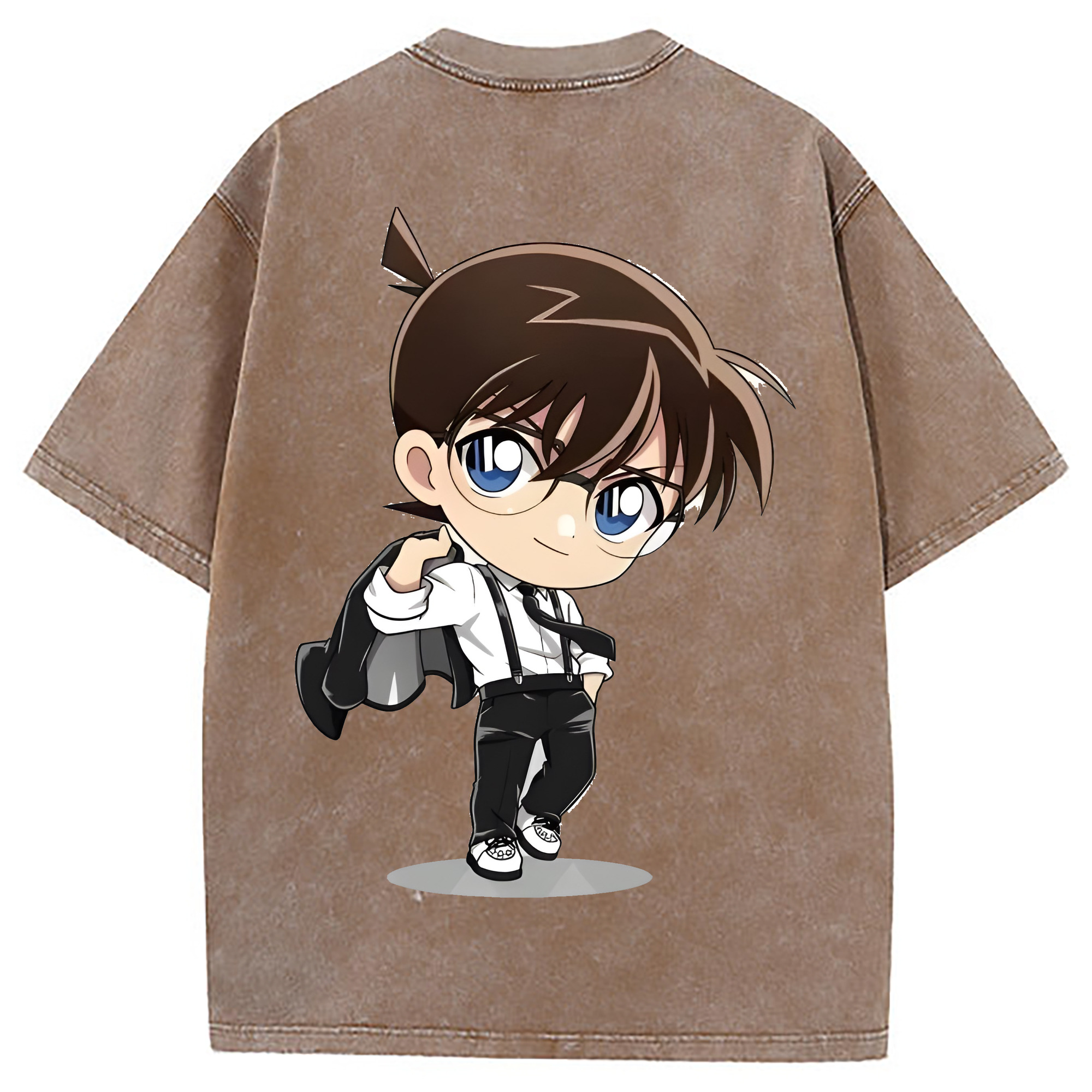 （画像用） 名探偵コナン 江戸川 コナン Detective Conan Conan Edogawa 綿100% ヴィンテージ風 半袖Tシャツ（背面プリント）