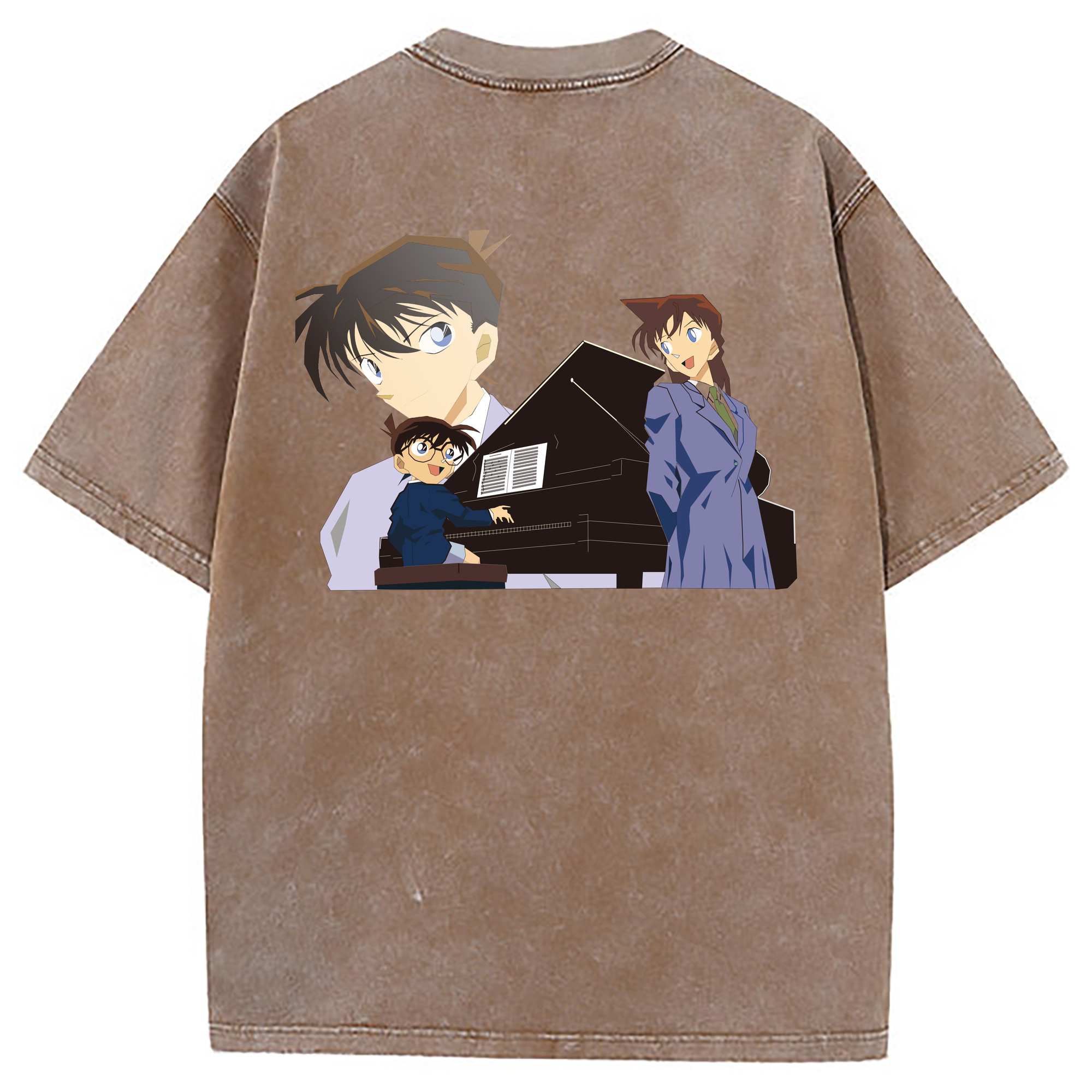 （画像用） 名探偵コナン 毛利 蘭 もうり らん、モーリ ラン Detective Conan Rachel Moore 綿100% ヴィンテージ風 半袖Tシャツ（背面プリント）