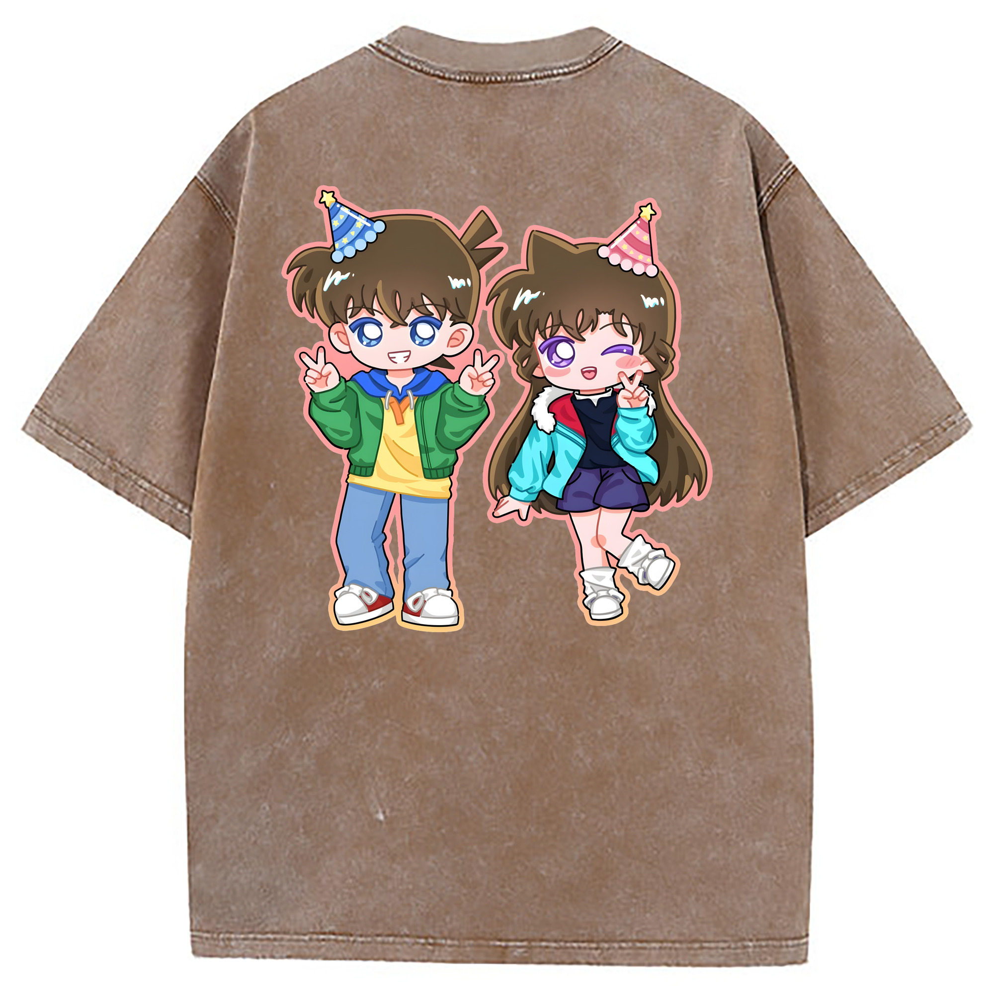 （画像用） 名探偵コナン 毛利 蘭 もうり らん、モーリ ラン Detective Conan Rachel Moore 綿100% ヴィンテージ風 半袖Tシャツ（背面プリント）