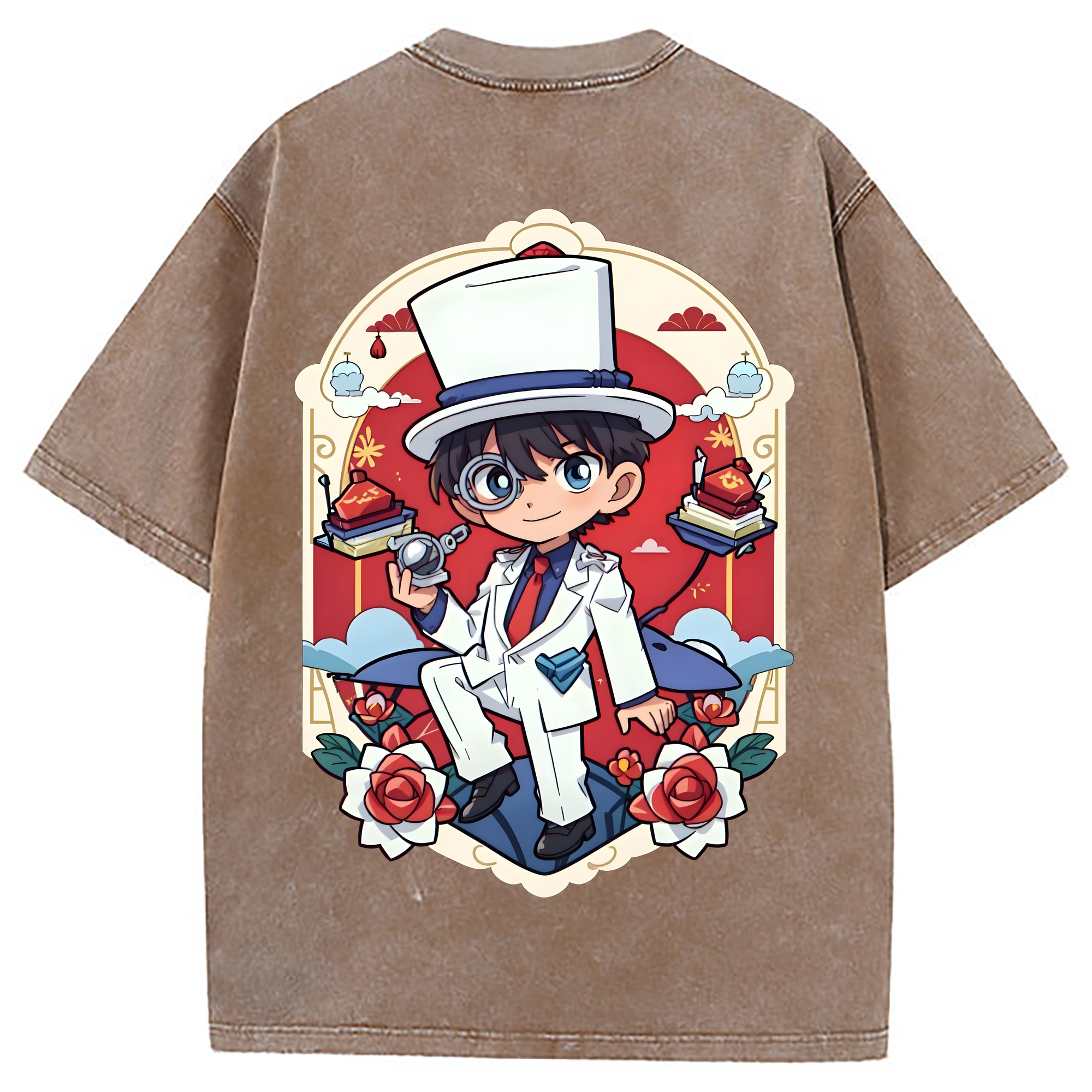 （画像用） 名探偵コナン くろば かいと Detective Conan Kuroba Kaito 綿100% ヴィンテージ風 半袖Tシャツ（背面プリント）