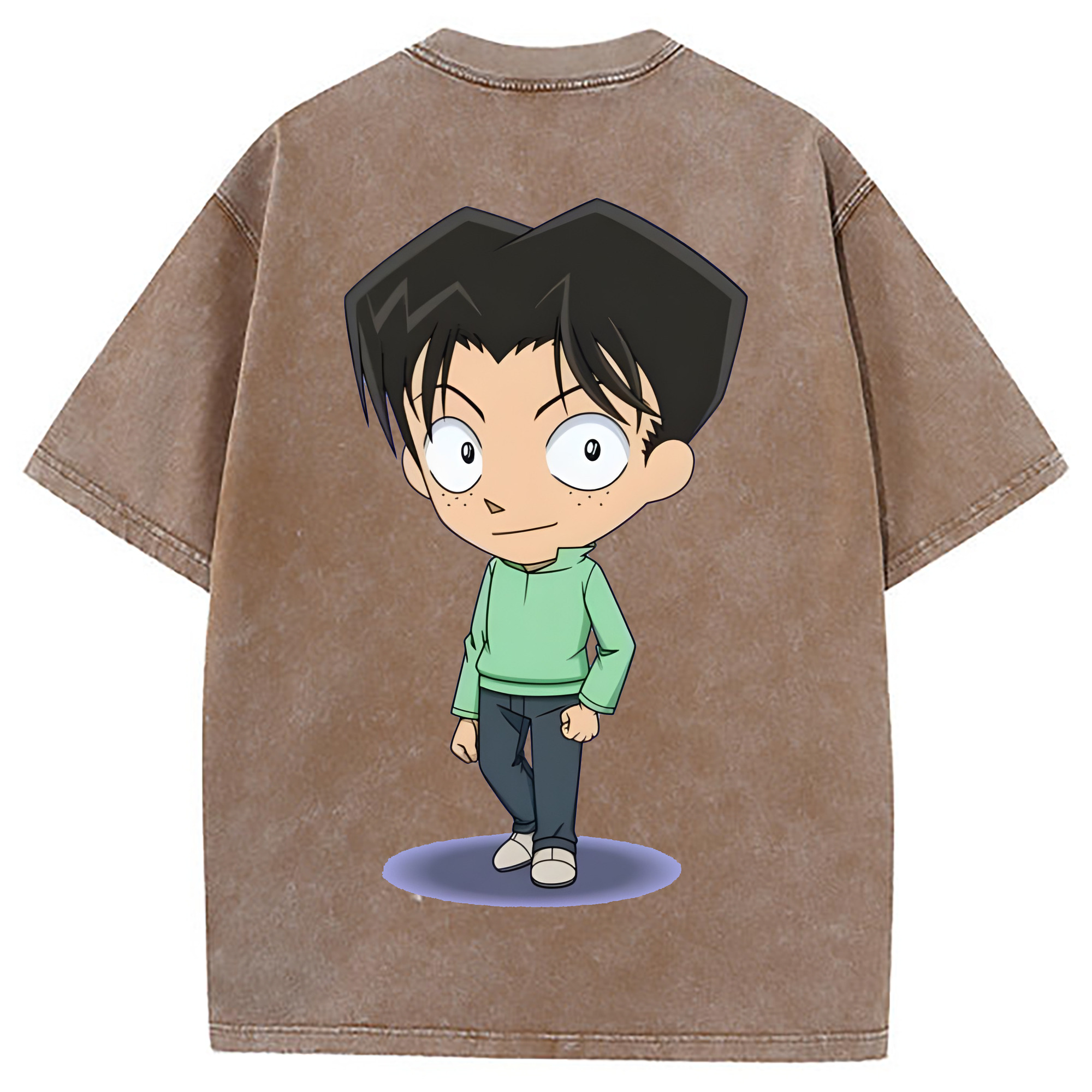 （画像用） 名探偵コナン 円谷 光彦 つぶらや みつひこ Detective Conan Mitch Tennyson 綿100% ヴィンテージ風 半袖Tシャツ（背面プリント）