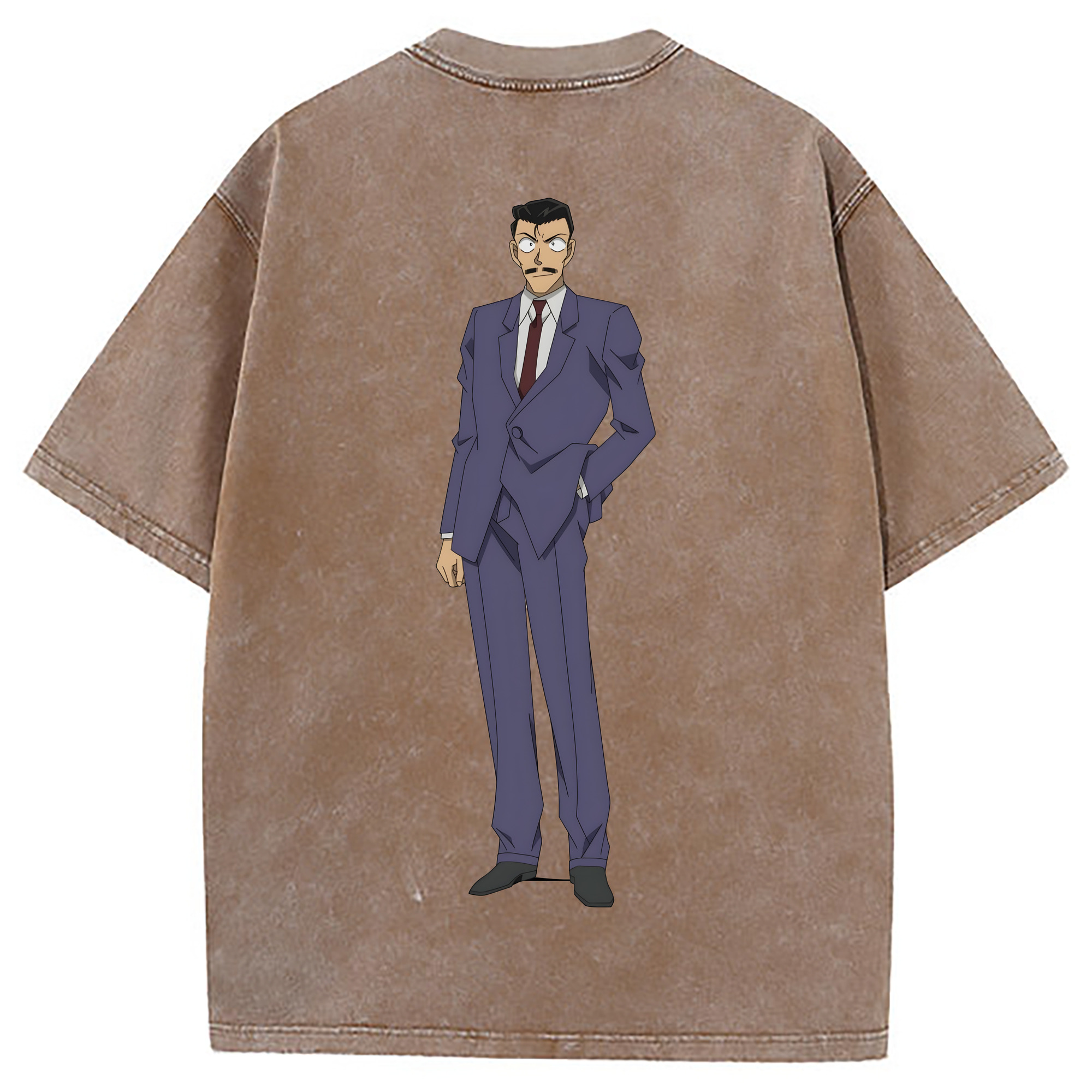 （画像用） 名探偵コナン 毛利 小五郎 もうり こごろう Detective Conan 綿100% ヴィンテージ風 半袖Tシャツ（背面プリント）