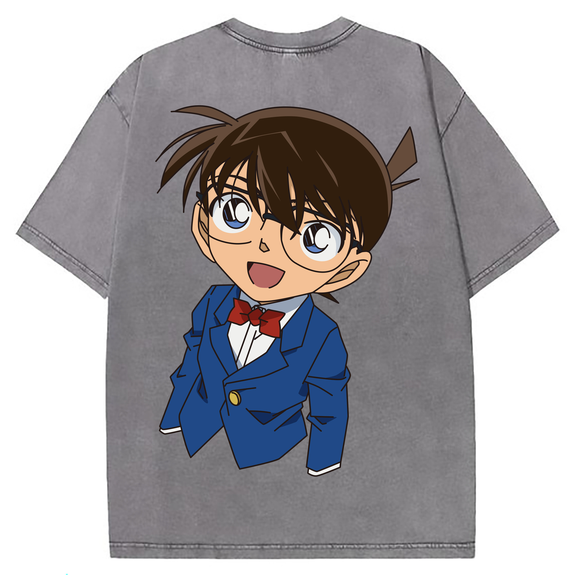 （画像用） 名探偵コナン 江戸川 コナン Detective Conan Conan Edogawa 綿100% ヴィンテージ風 半袖Tシャツ（背面プリント）