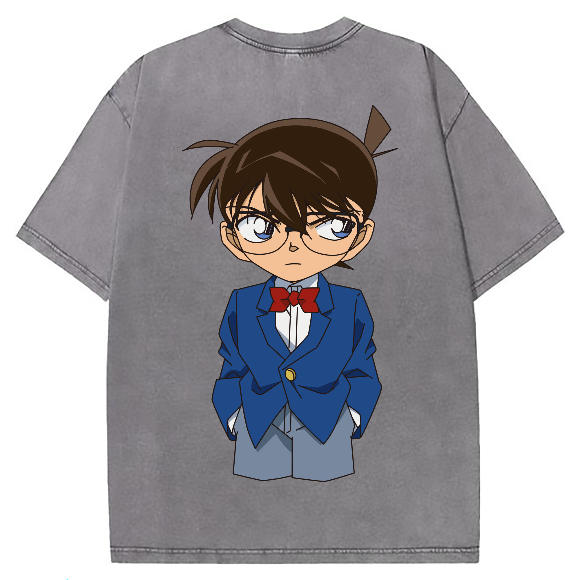 （画像用） 名探偵コナン 江戸川 コナン Detective Conan Conan Edogawa 綿100% ヴィンテージ風 半袖Tシャツ（背面プリント）