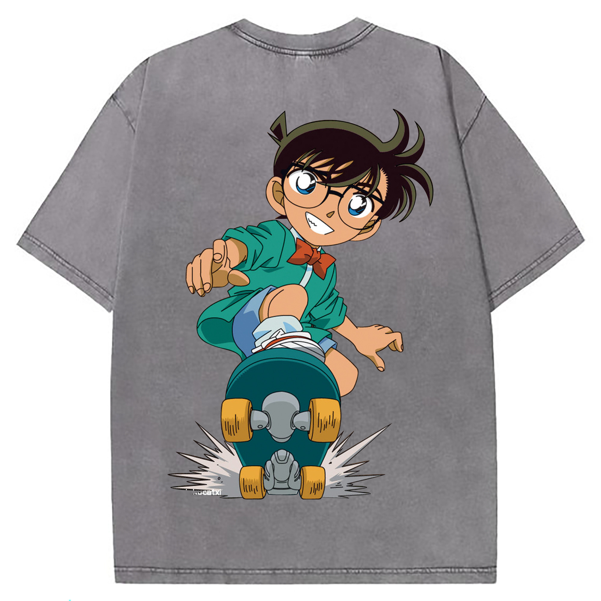 （画像用） 名探偵コナン 江戸川 コナン Detective Conan Conan Edogawa 綿100% ヴィンテージ風 半袖Tシャツ（背面プリント）