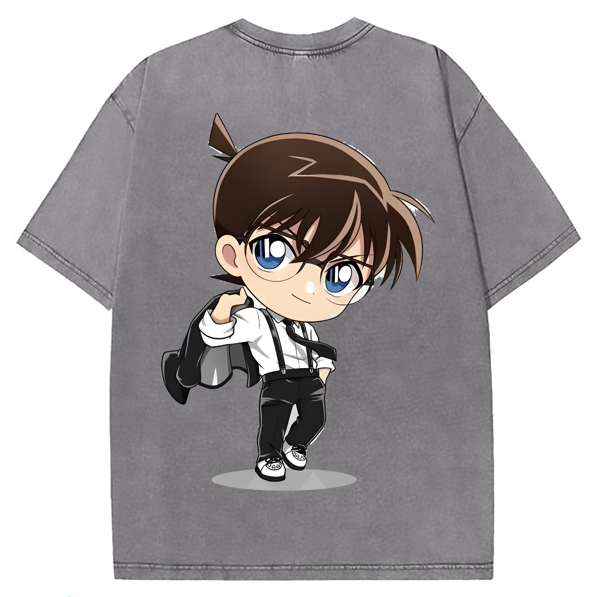 （画像用） 名探偵コナン 江戸川 コナン Detective Conan Conan Edogawa 綿100% ヴィンテージ風 半袖Tシャツ（背面プリント）