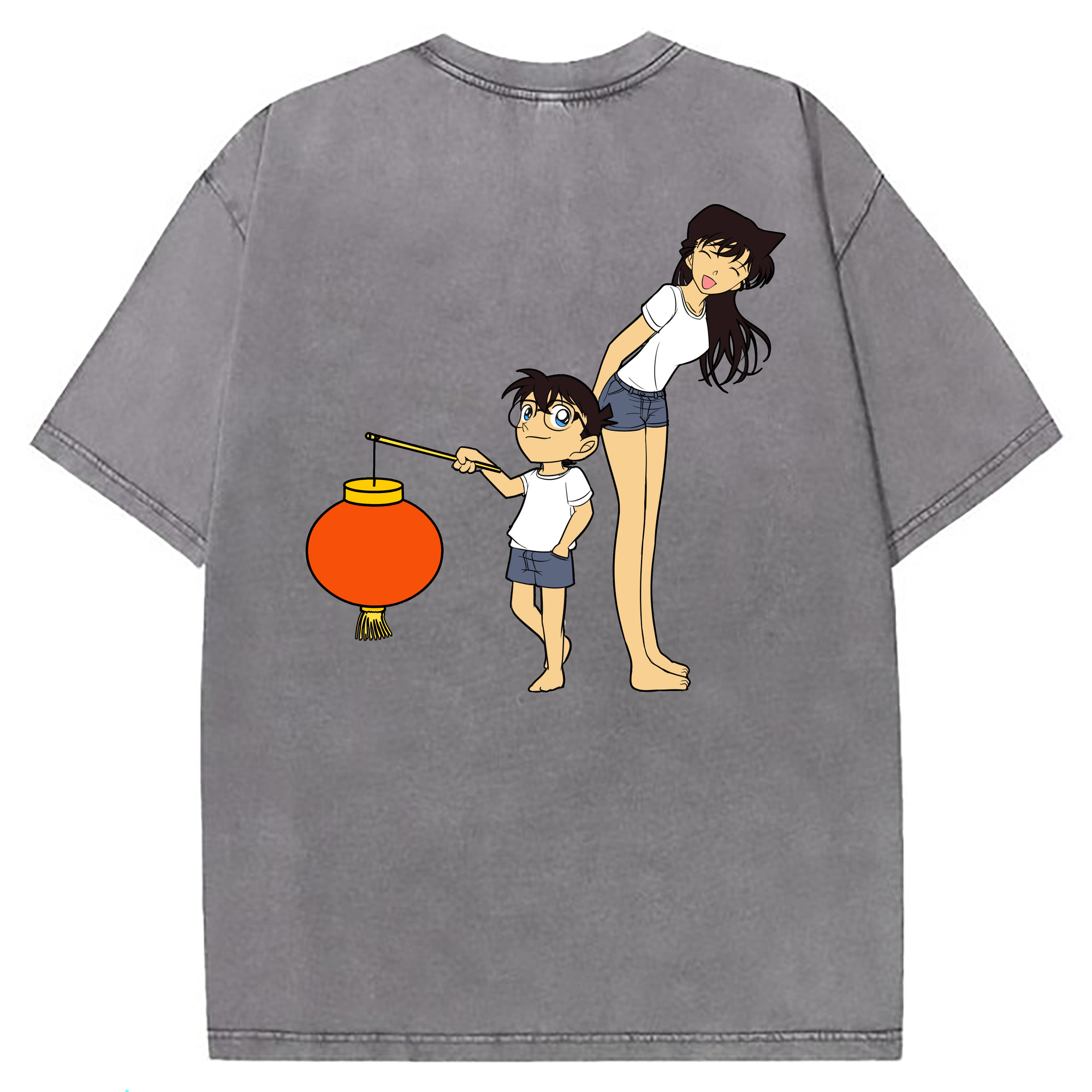 （画像用） 名探偵コナン 毛利 蘭 もうり らん、モーリ ラン Detective Conan Rachel Moore 綿100% ヴィンテージ風 半袖Tシャツ（背面プリント）