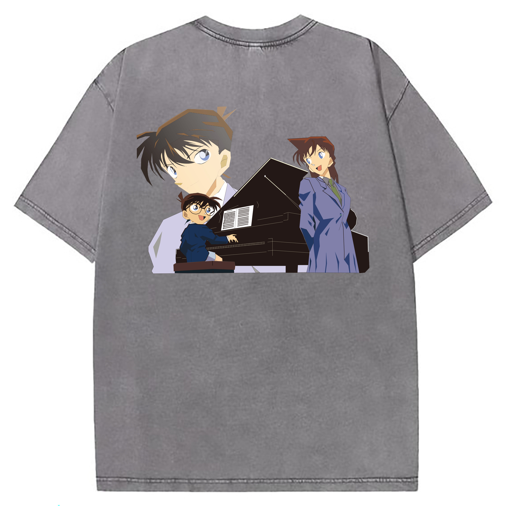 （画像用） 名探偵コナン 毛利 蘭 もうり らん、モーリ ラン Detective Conan Rachel Moore 綿100% ヴィンテージ風 半袖Tシャツ（背面プリント）