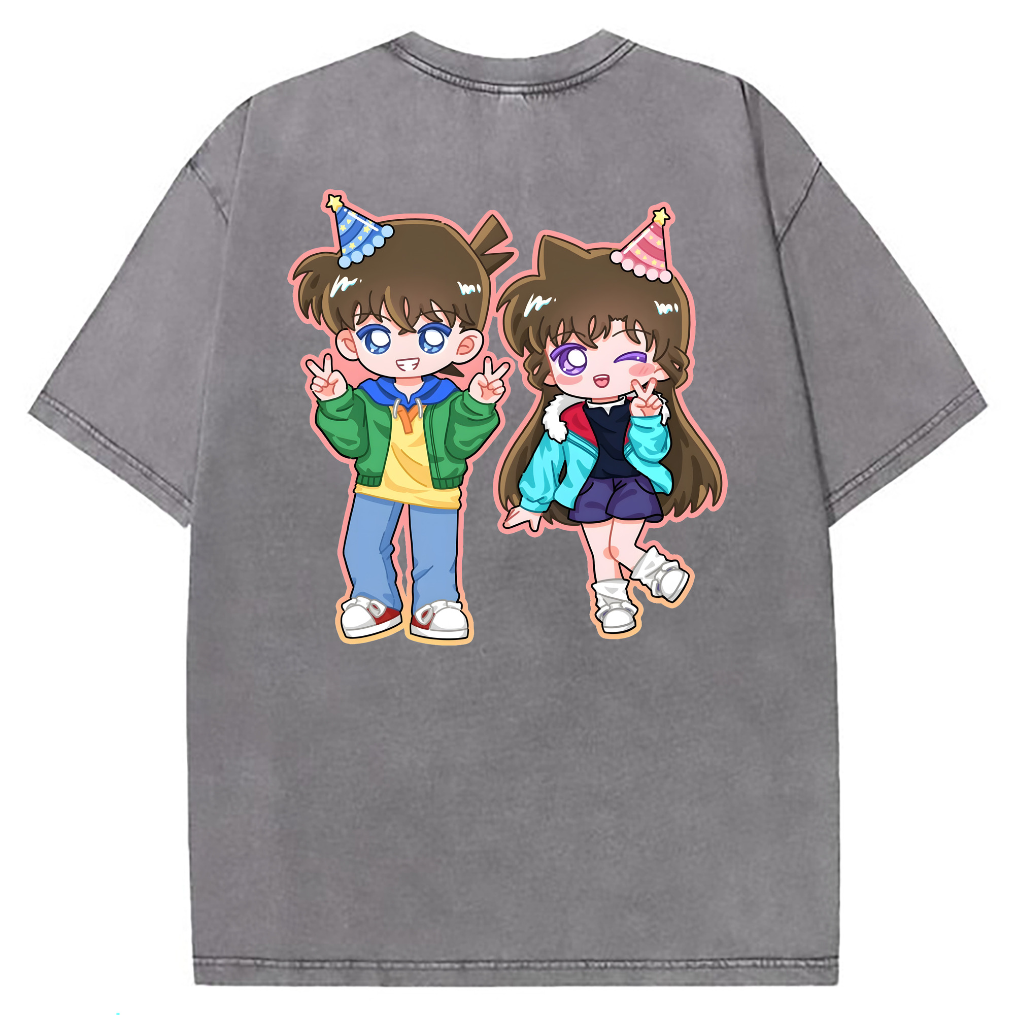 （画像用） 名探偵コナン 毛利 蘭 もうり らん、モーリ ラン Detective Conan Rachel Moore 綿100% ヴィンテージ風 半袖Tシャツ（背面プリント）