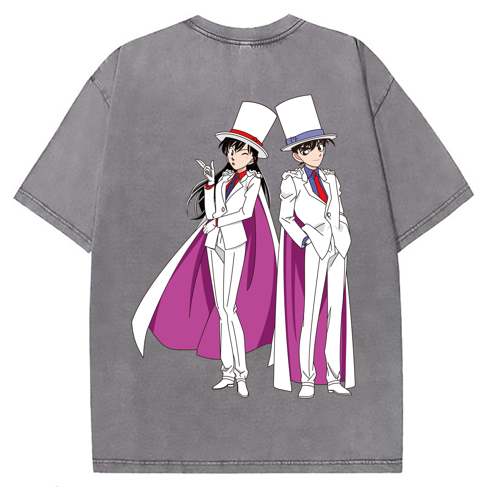 （画像用） 名探偵コナン くろば かいと Detective Conan Kuroba Kaito 綿100% ヴィンテージ風 半袖Tシャツ（背面プリント）