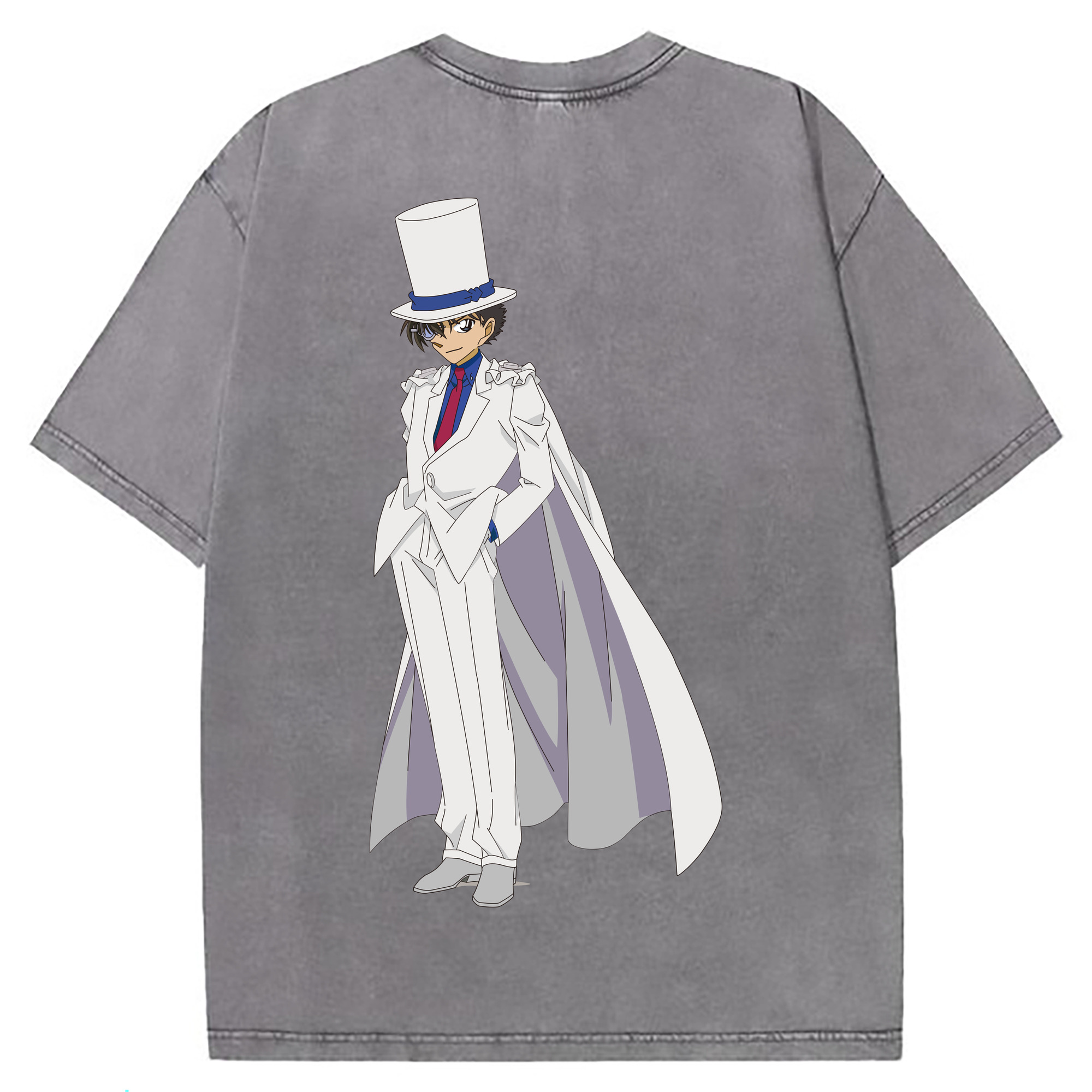 （画像用） 名探偵コナン くろば かいと Detective Conan Kuroba Kaito 綿100% ヴィンテージ風 半袖Tシャツ（背面プリント）