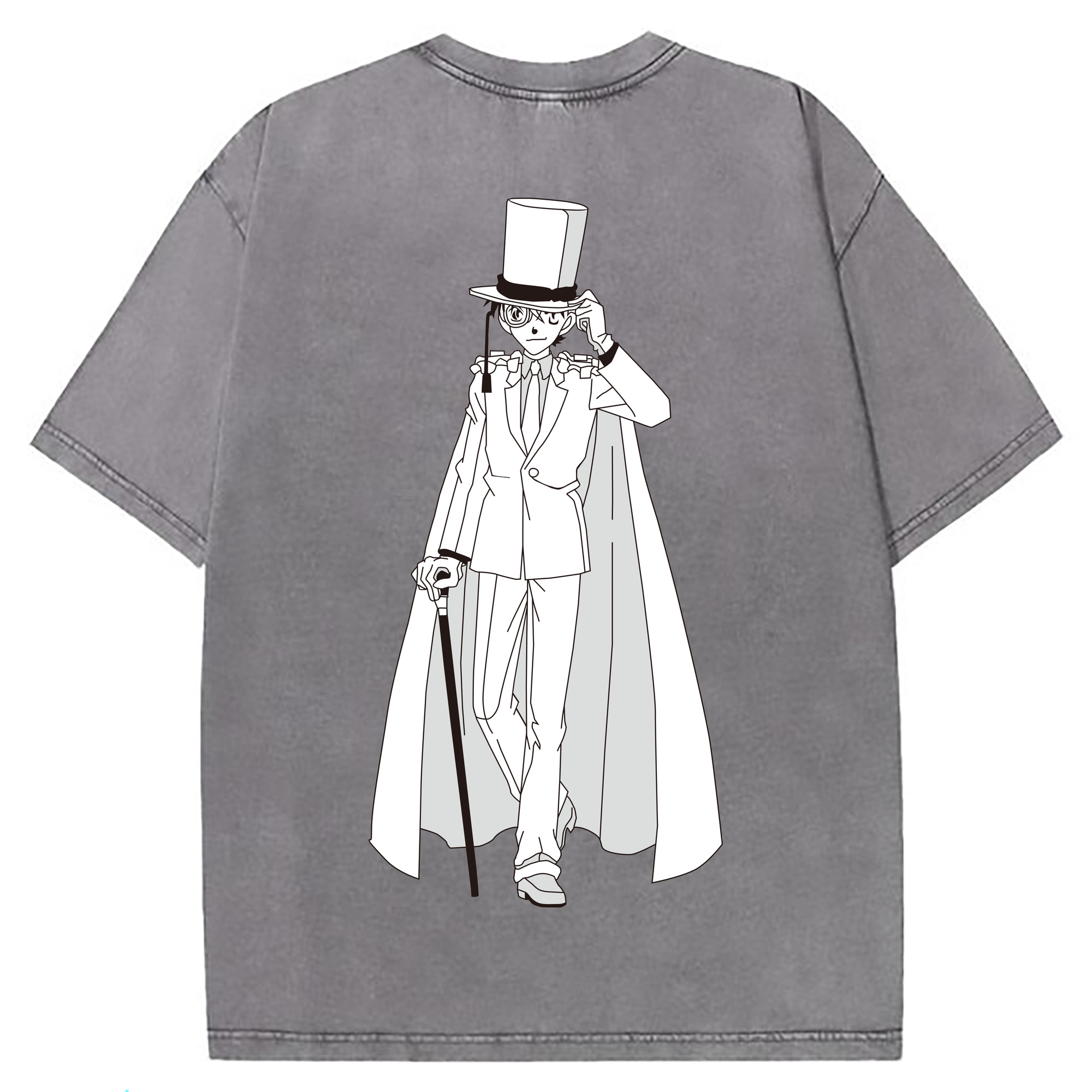 （画像用） 名探偵コナン くろば かいと Detective Conan Kuroba Kaito 綿100% ヴィンテージ風 半袖Tシャツ（背面プリント）