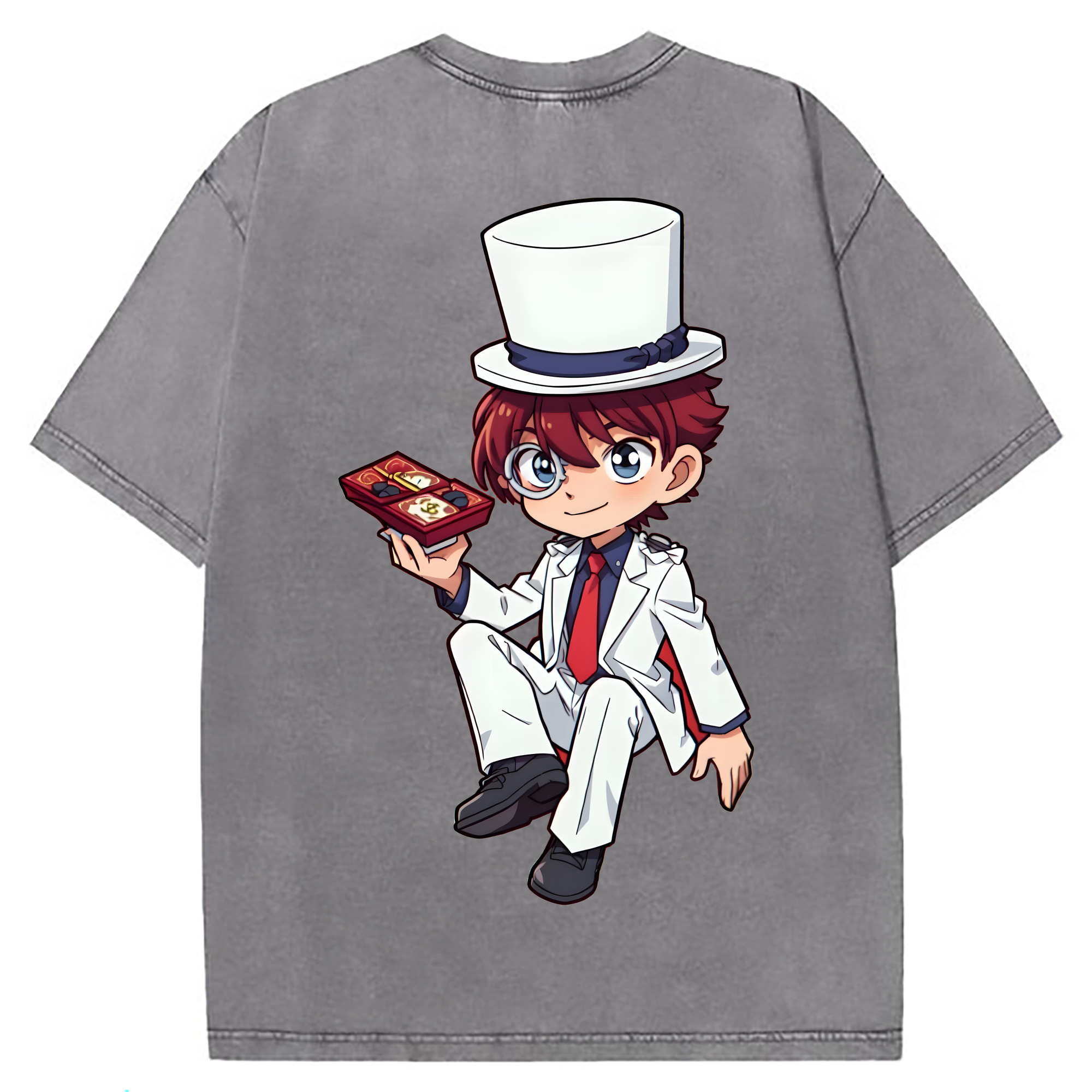 （画像用） 名探偵コナン くろば かいと Detective Conan Kuroba Kaito 綿100% ヴィンテージ風 半袖Tシャツ（背面プリント）