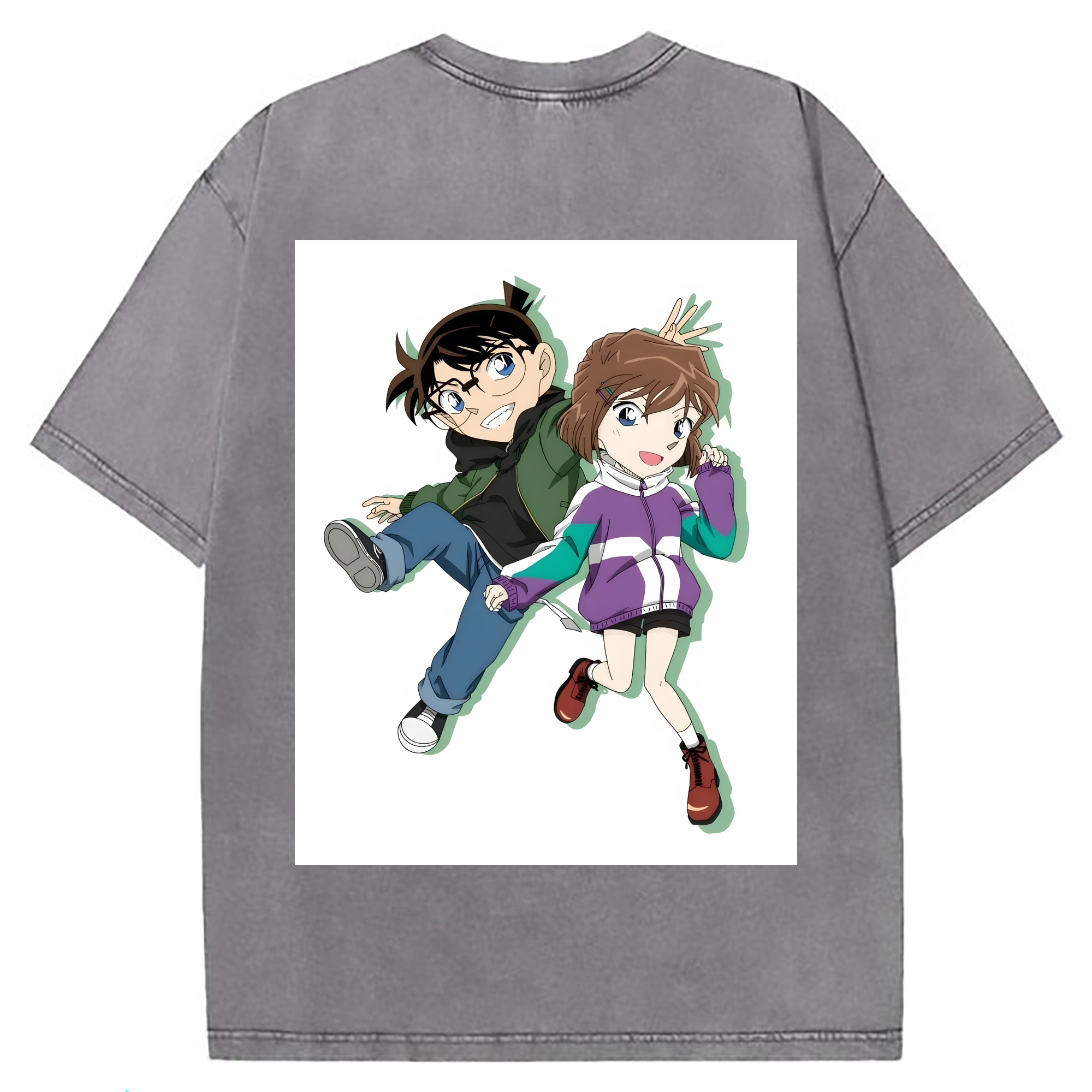（画像用） 名探偵コナン 灰原 哀 はいばら あい Detective Conan Anita Hailey、Vi Graythorn Haibara Ai 綿100% ヴィンテージ風 半袖Tシャツ（背面プリント）