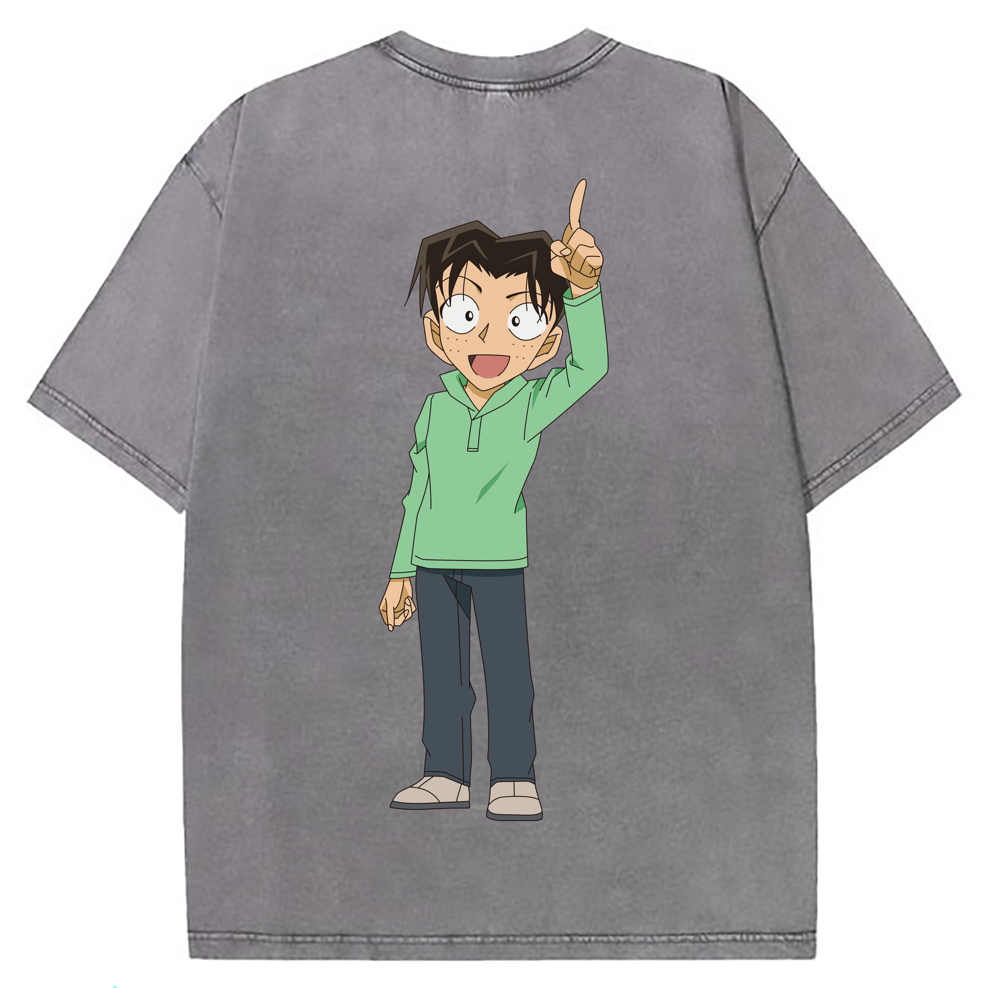 （画像用） 名探偵コナン 円谷 光彦 つぶらや みつひこ Detective Conan Mitch Tennyson 綿100% ヴィンテージ風 半袖Tシャツ（背面プリント）